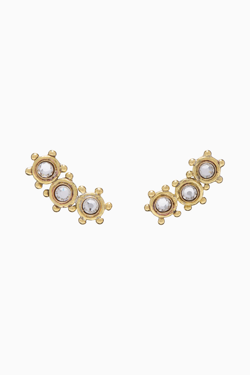 Kavi Crystal Mix Stud Climber Earring - Crystal Crystal Stud