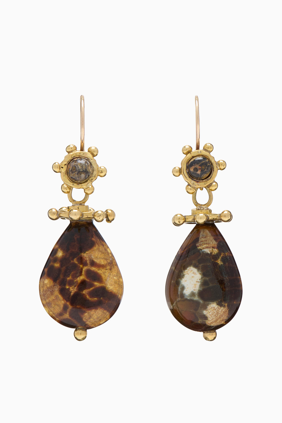 Raelyn Spotted Jasper Double Stone Drop - Jasper