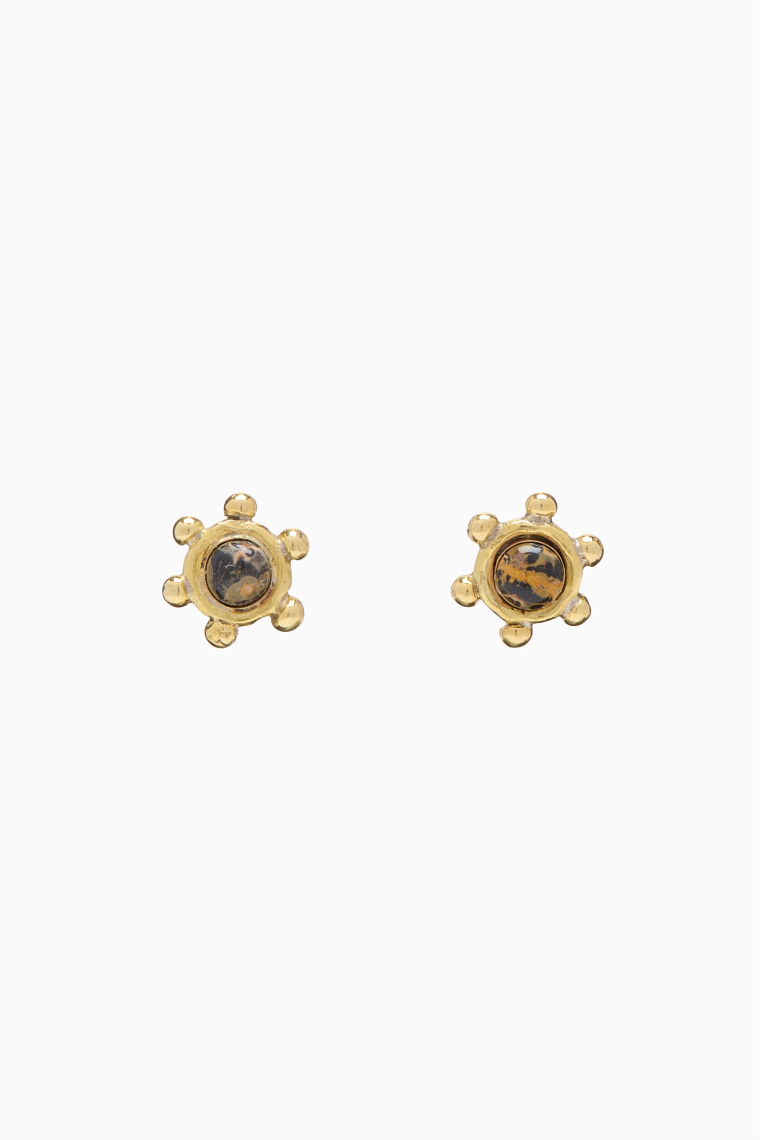 Hana Spotted Jasper Granulated Stud Earr - Jasper