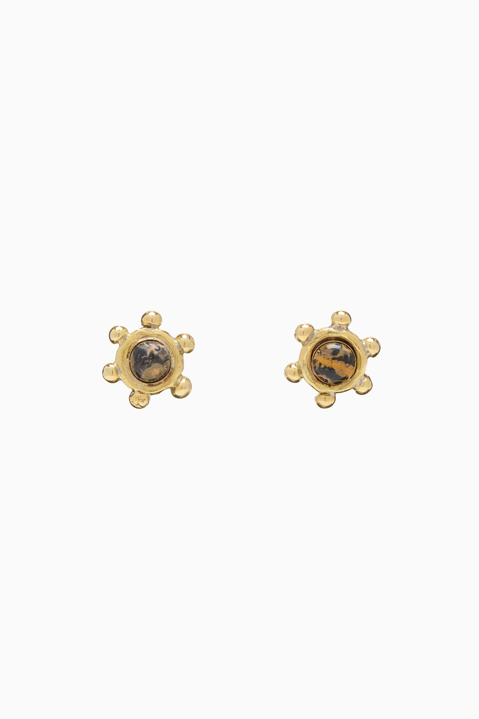 Hana Spotted Jasper Granulated Stud Earr - Jasper