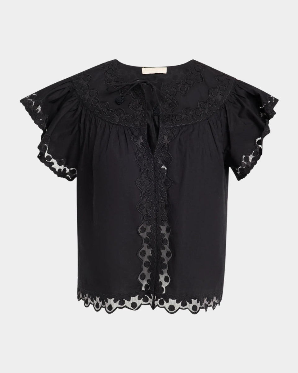 Effie Flutter Sleeve Top - Noir