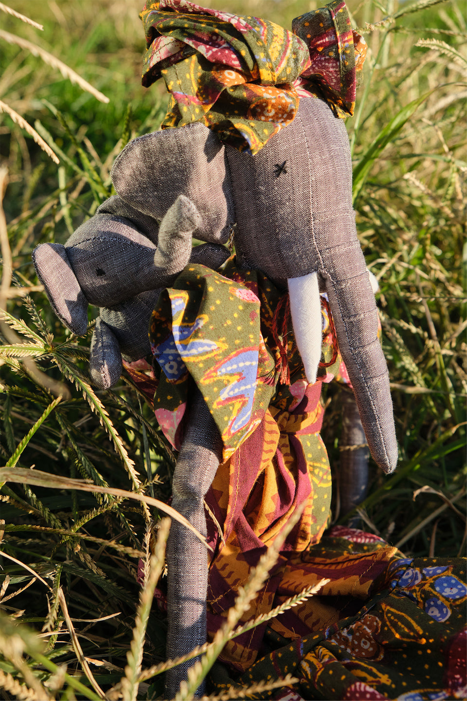 Elephant & Baby Doll - Pine Floral