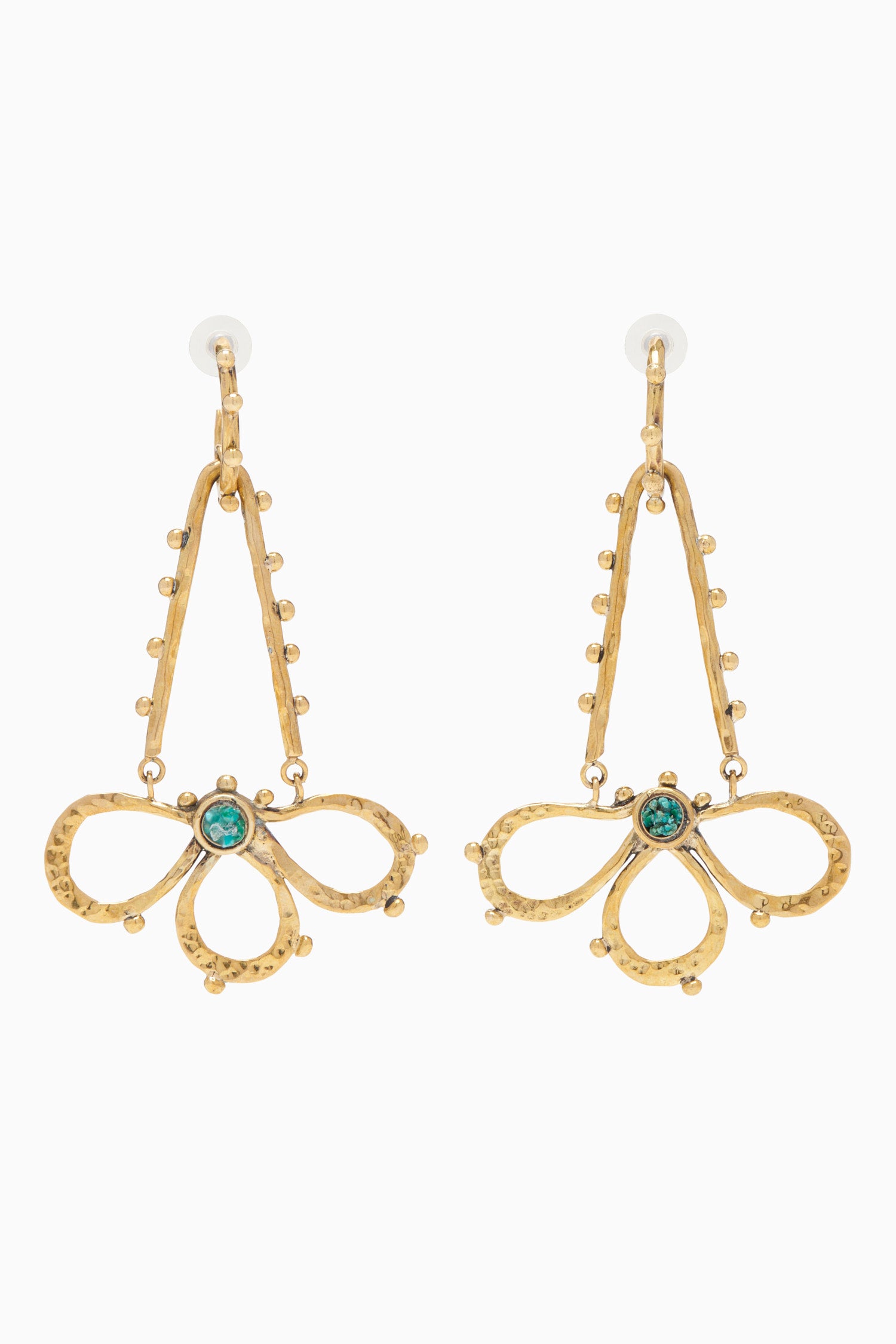 Ulla Johnson Hammered Chain Hoop Flower Drop Earring - Turquoise