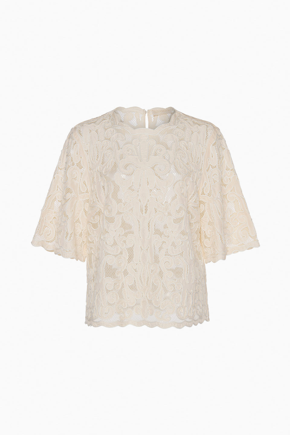 Tasia Applique Short Sleeve Top - Chalk
