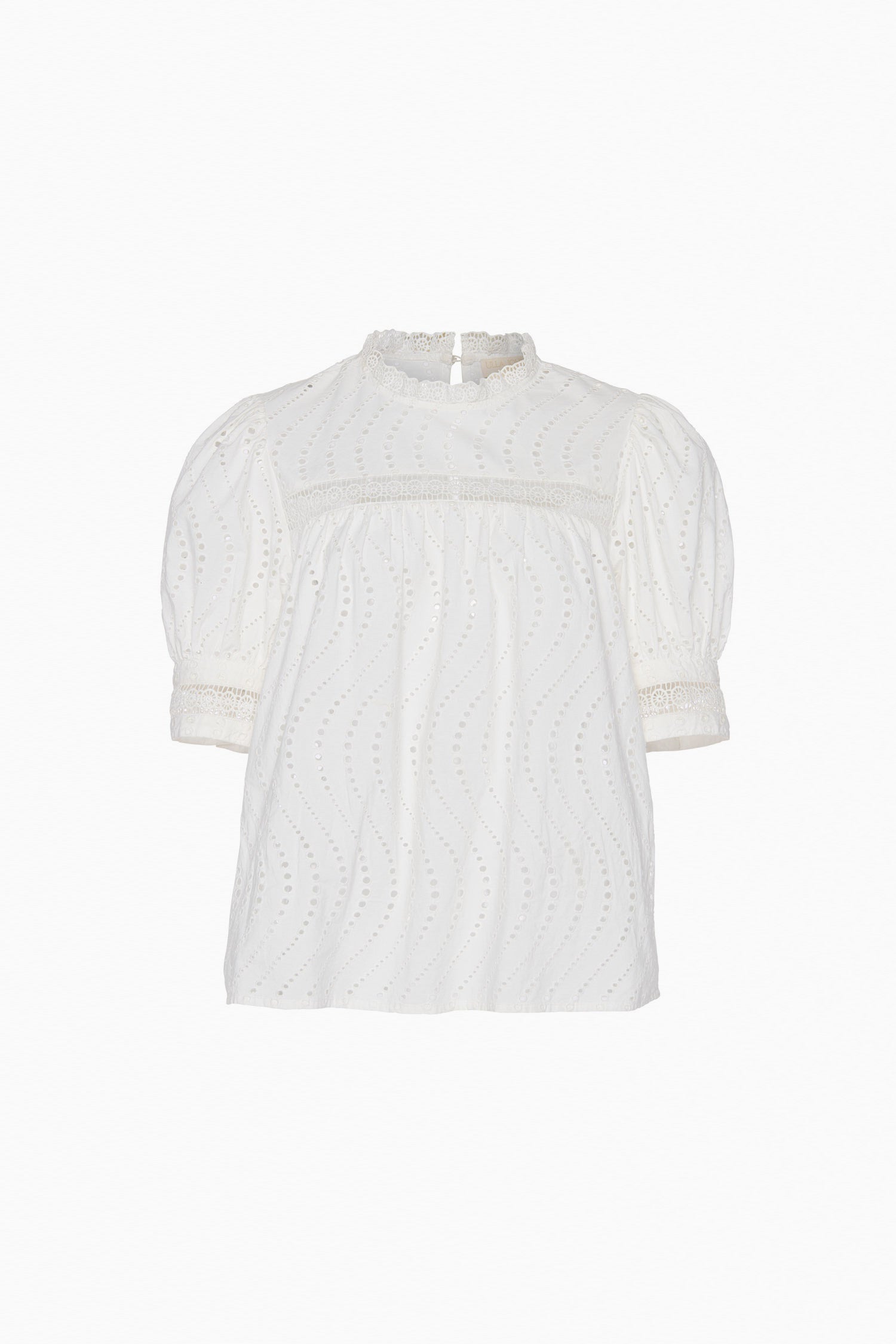 Ulla Johnson Virginia Lace Collar Short Sleeve Blouse - Pristine