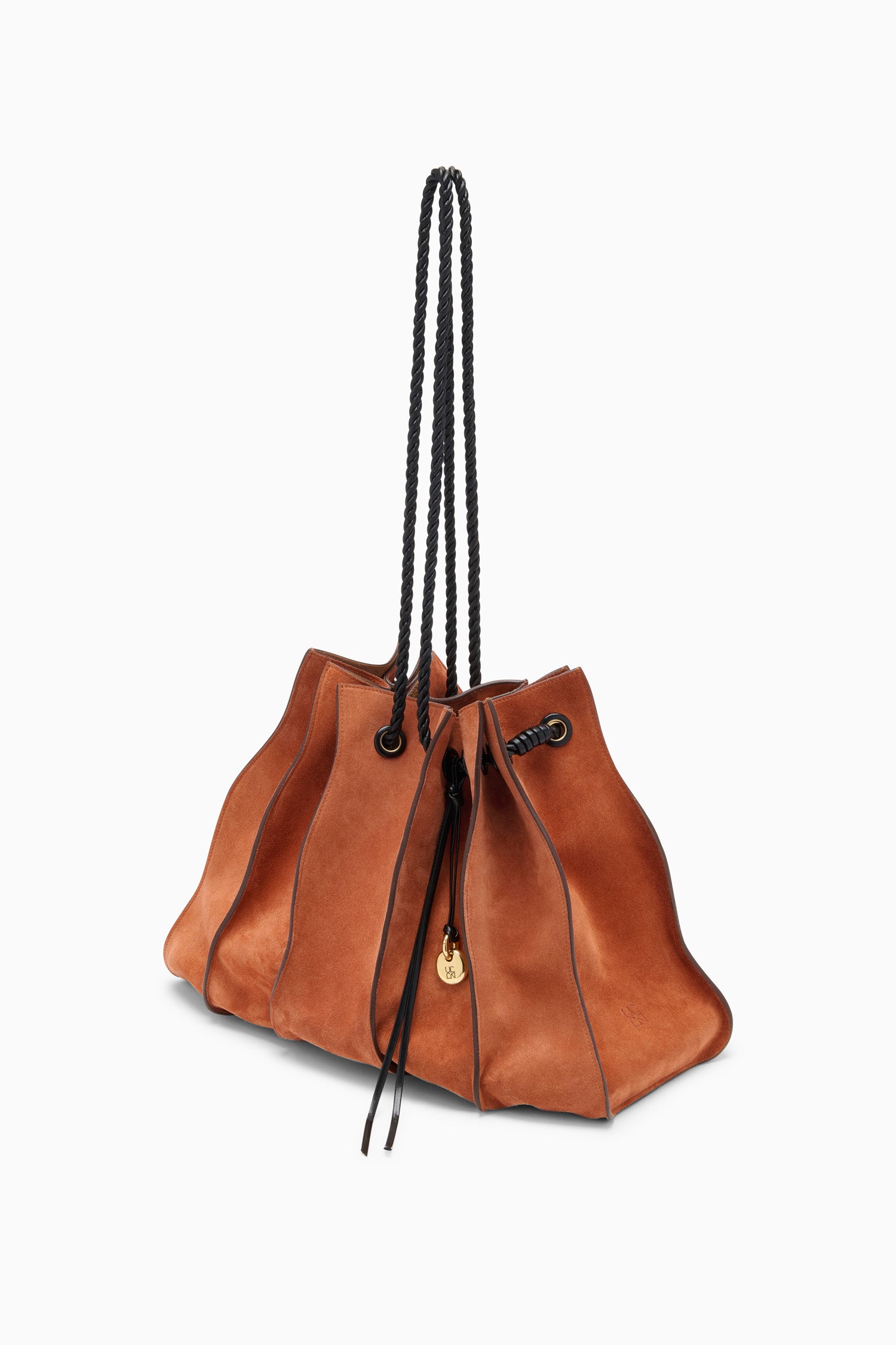 Adria Large Drawstring Tote - Sierra Brown Suede Italian Leather