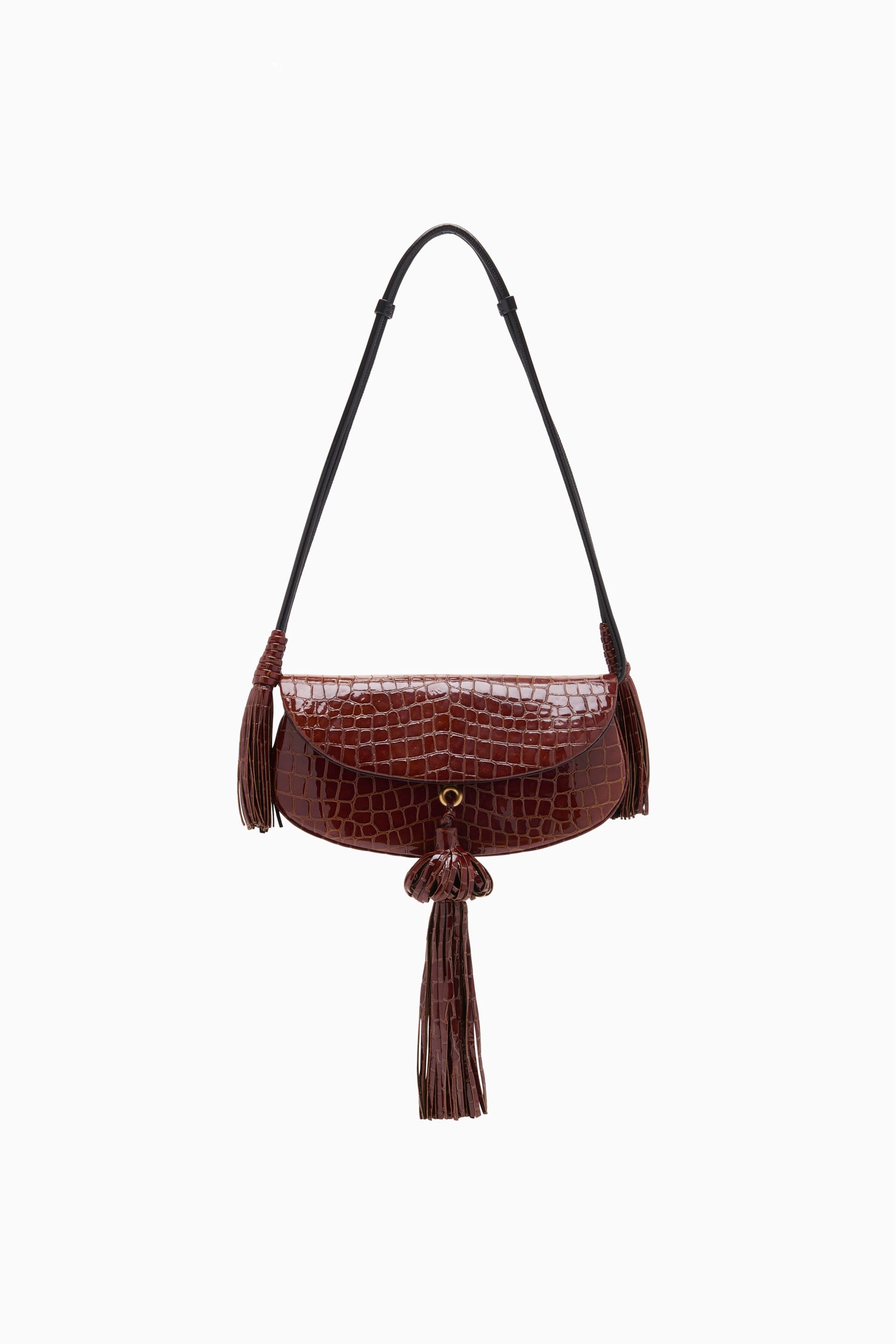 Paloma Tassel Flap Bag Embossed Chestnut