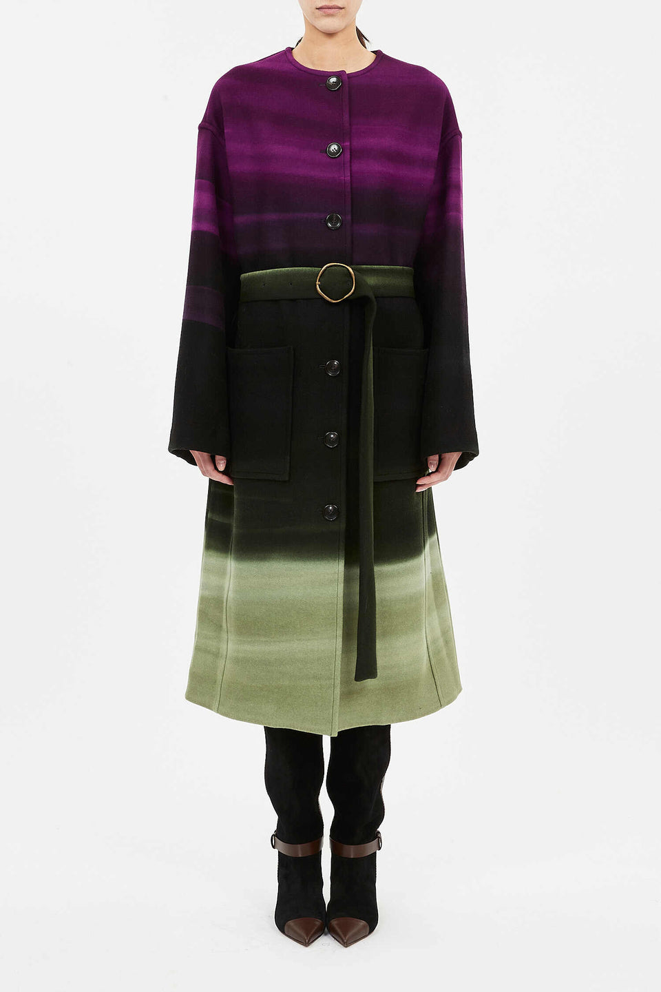 Fernanda Oversized Ombre Wool Melton Coat - Borealis