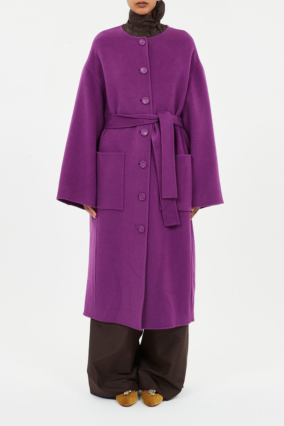 Fernanda Double Faced Wool Oversized Coat - Thistle