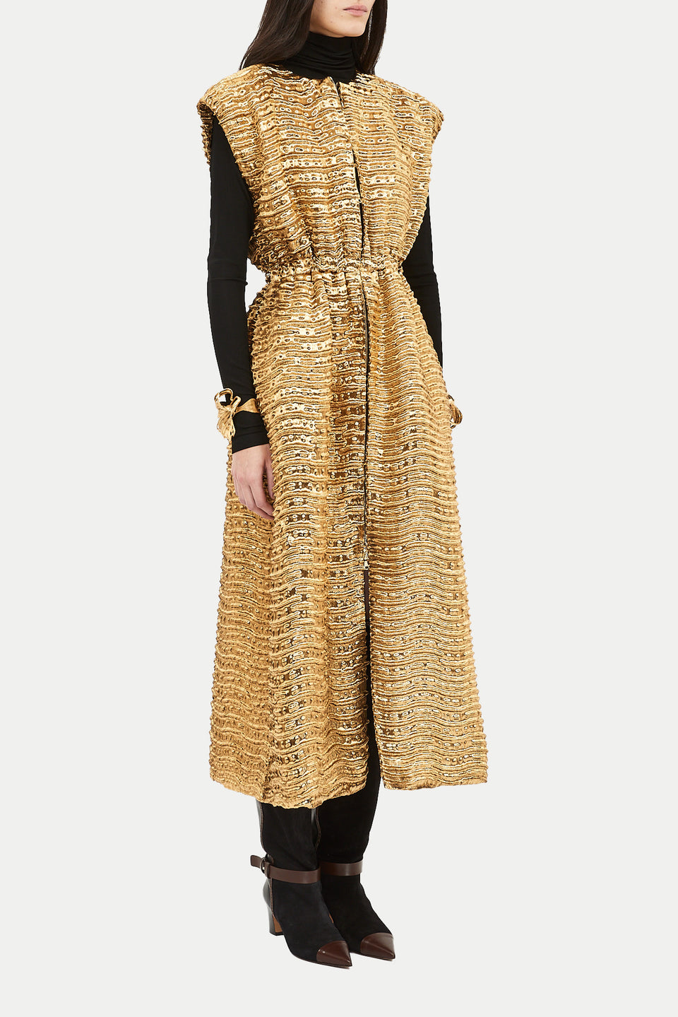 Agathe Woven Metallic Gilet - Oro