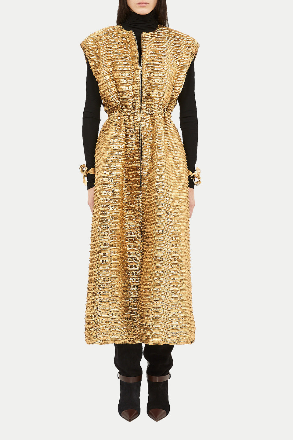 Agathe Woven Metallic Gilet - Oro