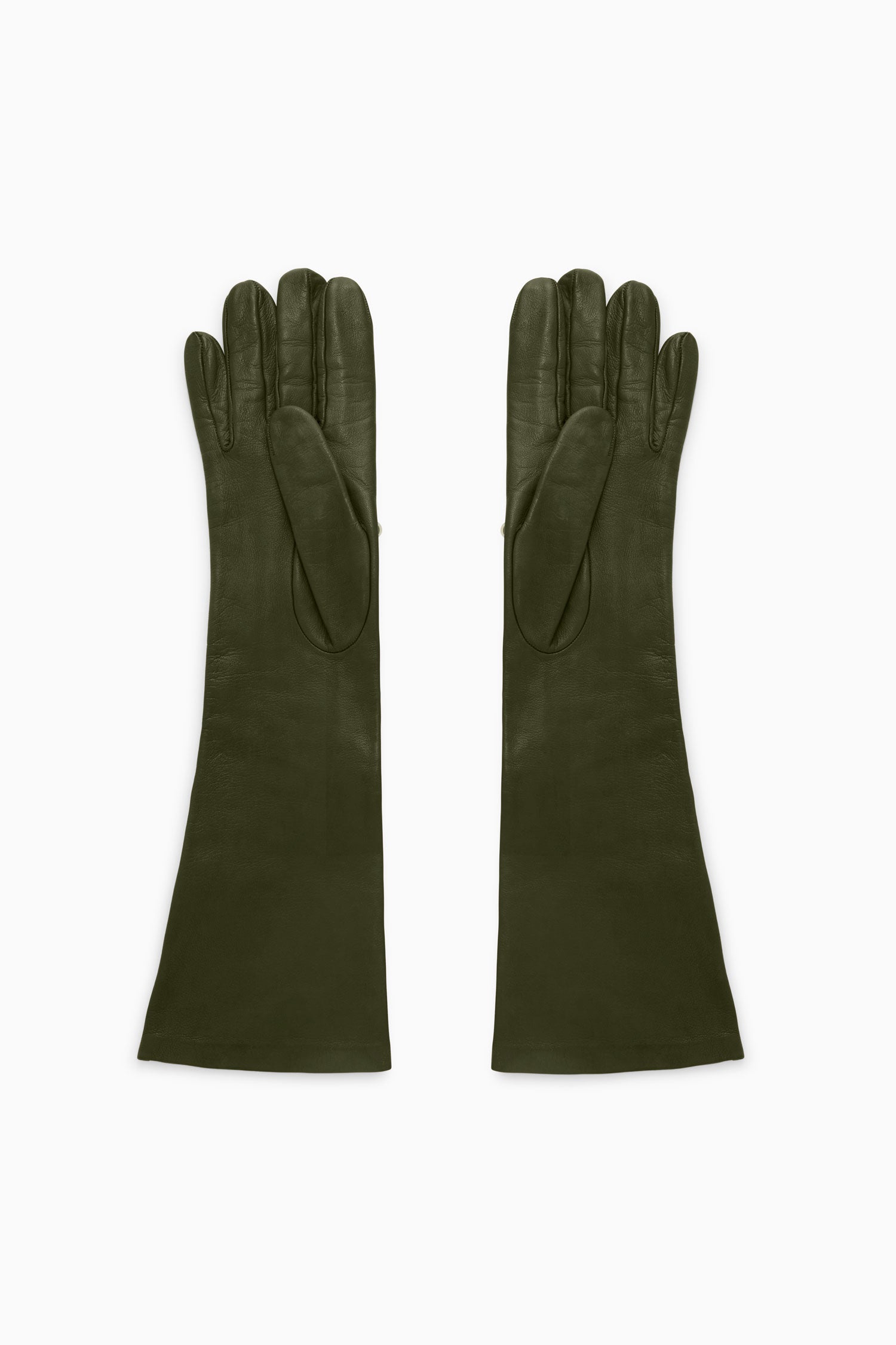 Laetitia Embellished Leather Gloves - Militaire