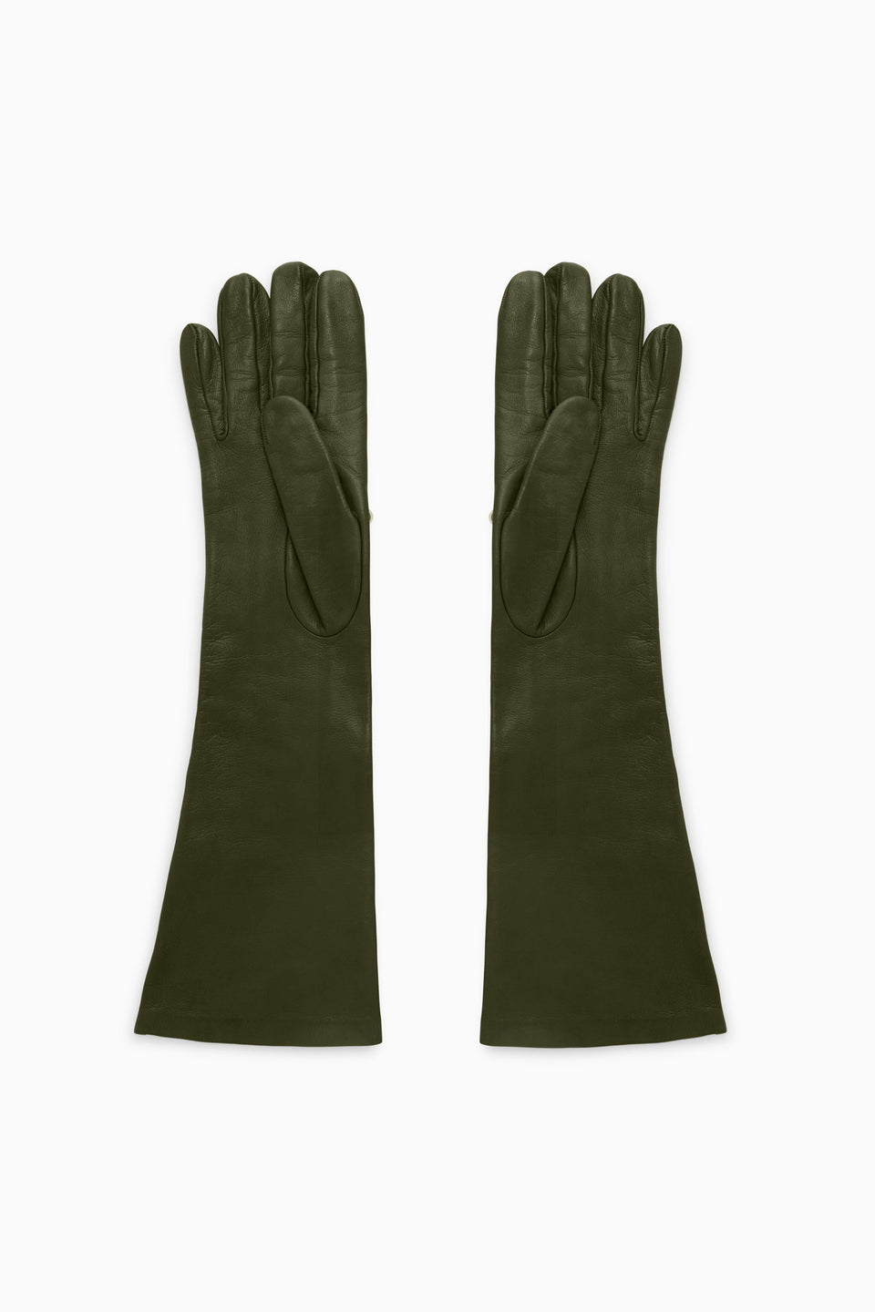 Laetitia Embellished Leather Gloves - Militaire