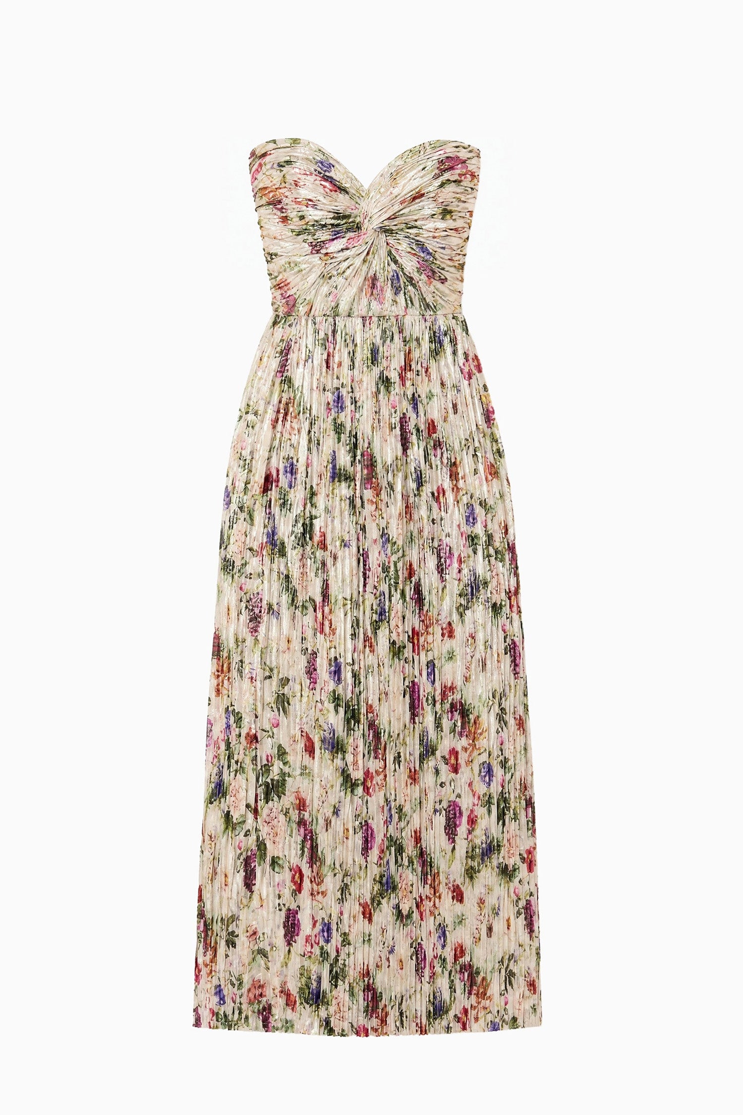 Adelaide Strapless Pleated Dress - Sterling Floral