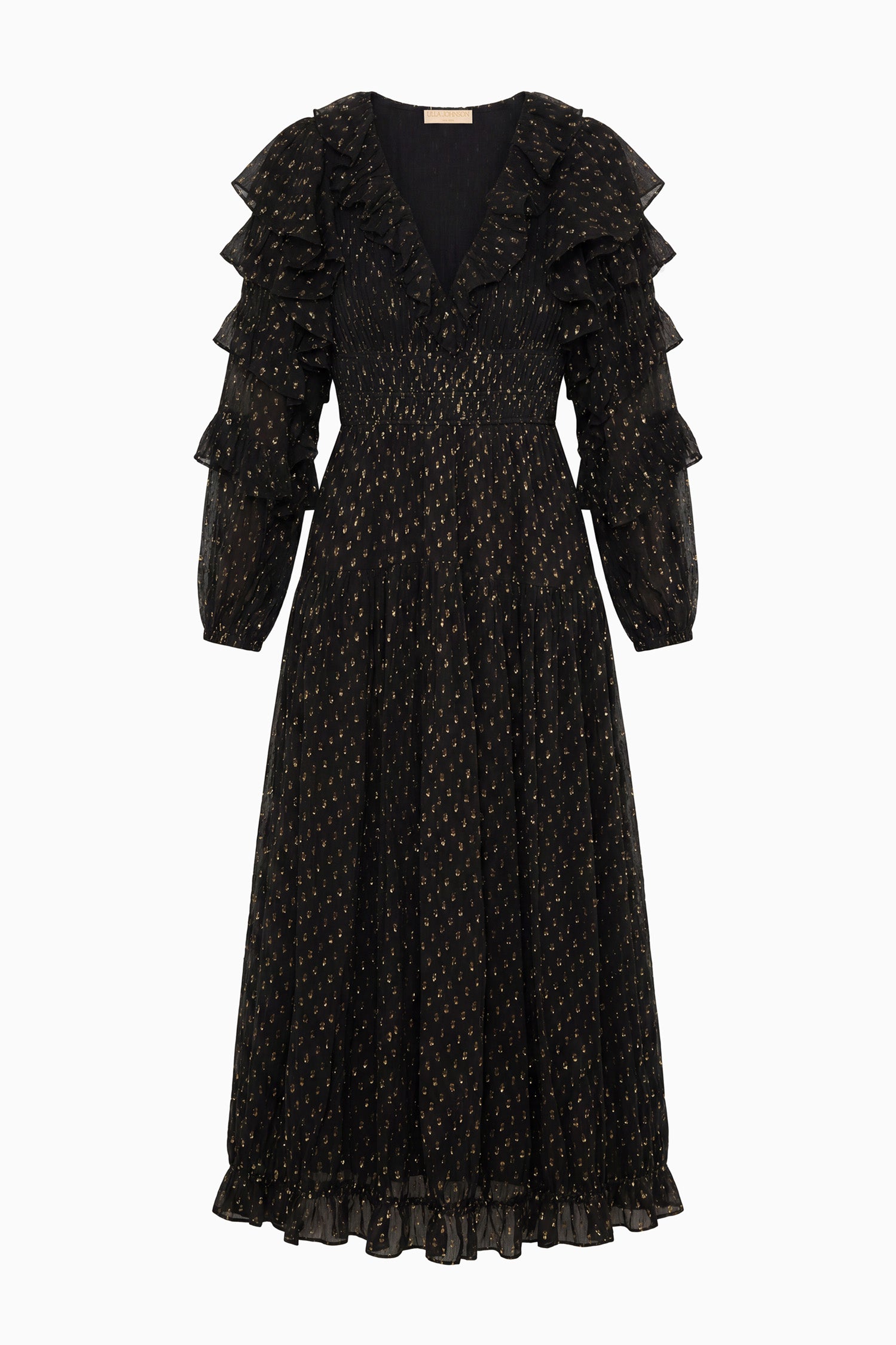 Ardis Long Sleeve Silk Dress - Noir