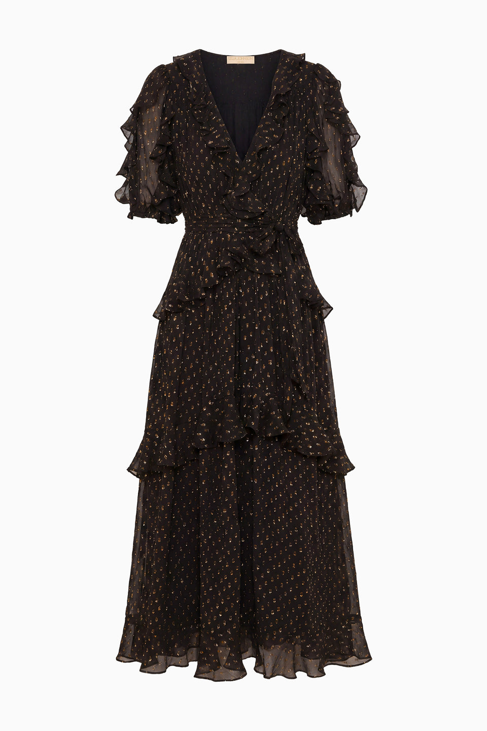 Tida Short Sleeve Silk Dress - Noir