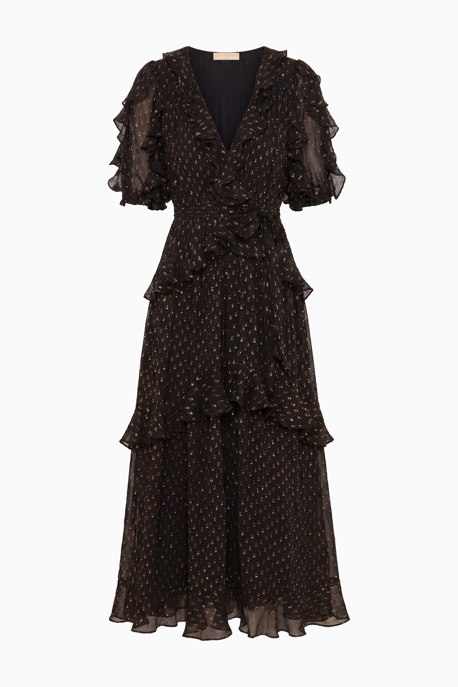 Ulla Johnson Tida Short Sleeve Silk Dress - Noir