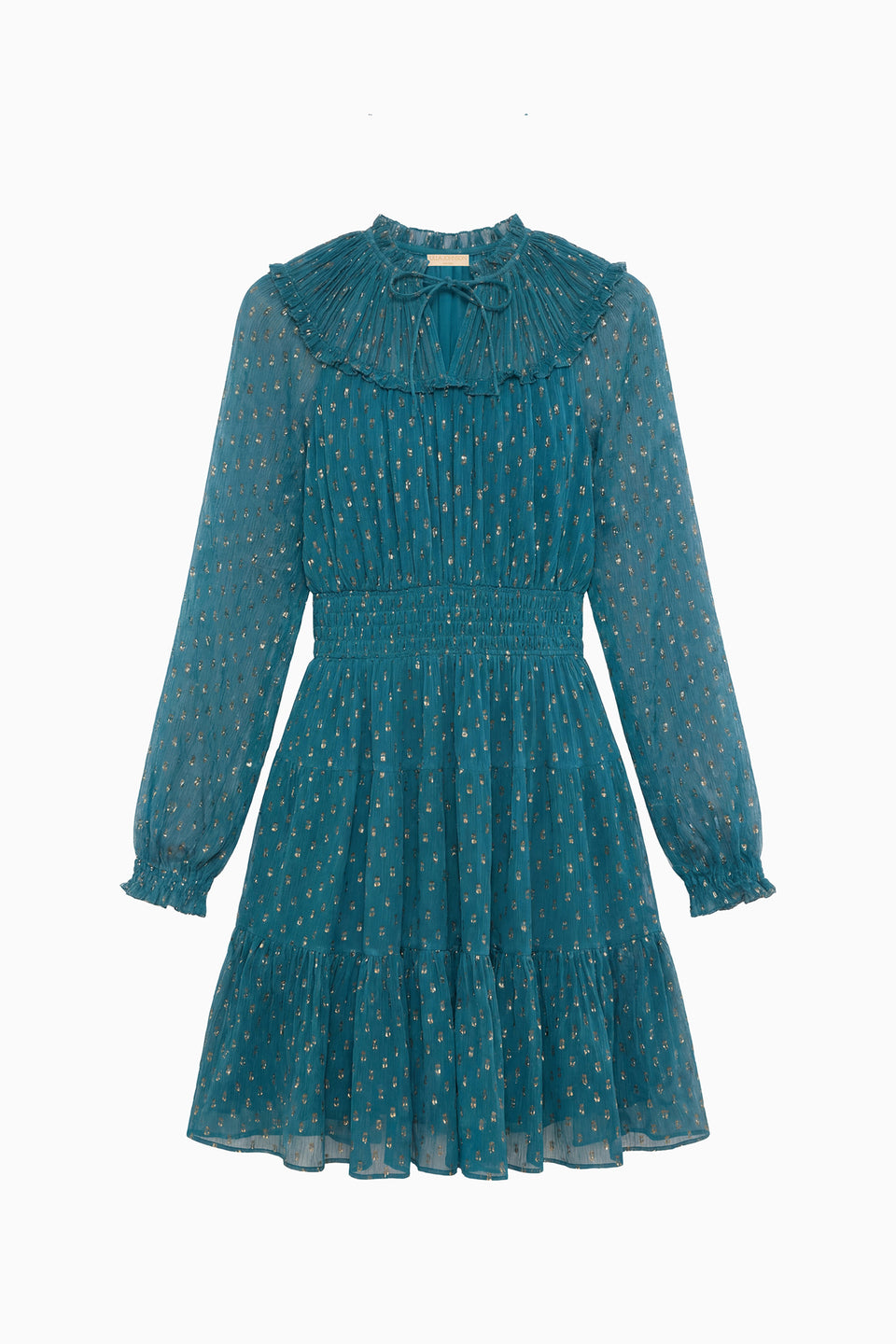 Ava Long Sleeve Silk Mini Dress - Beryl