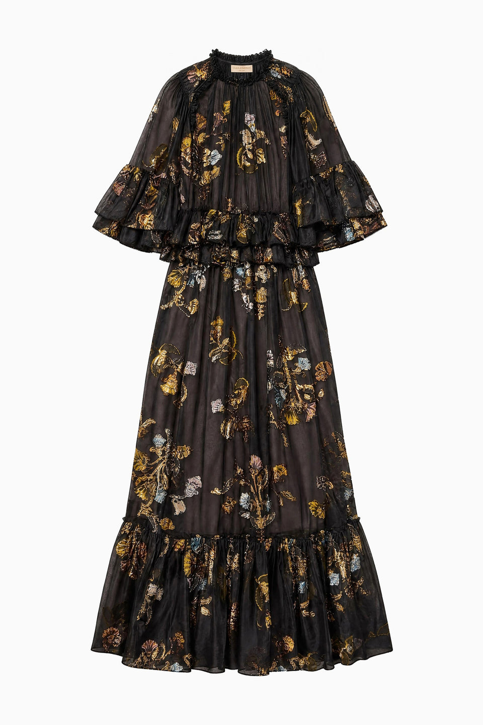 Diann Ruffled Silk Gown - Raven