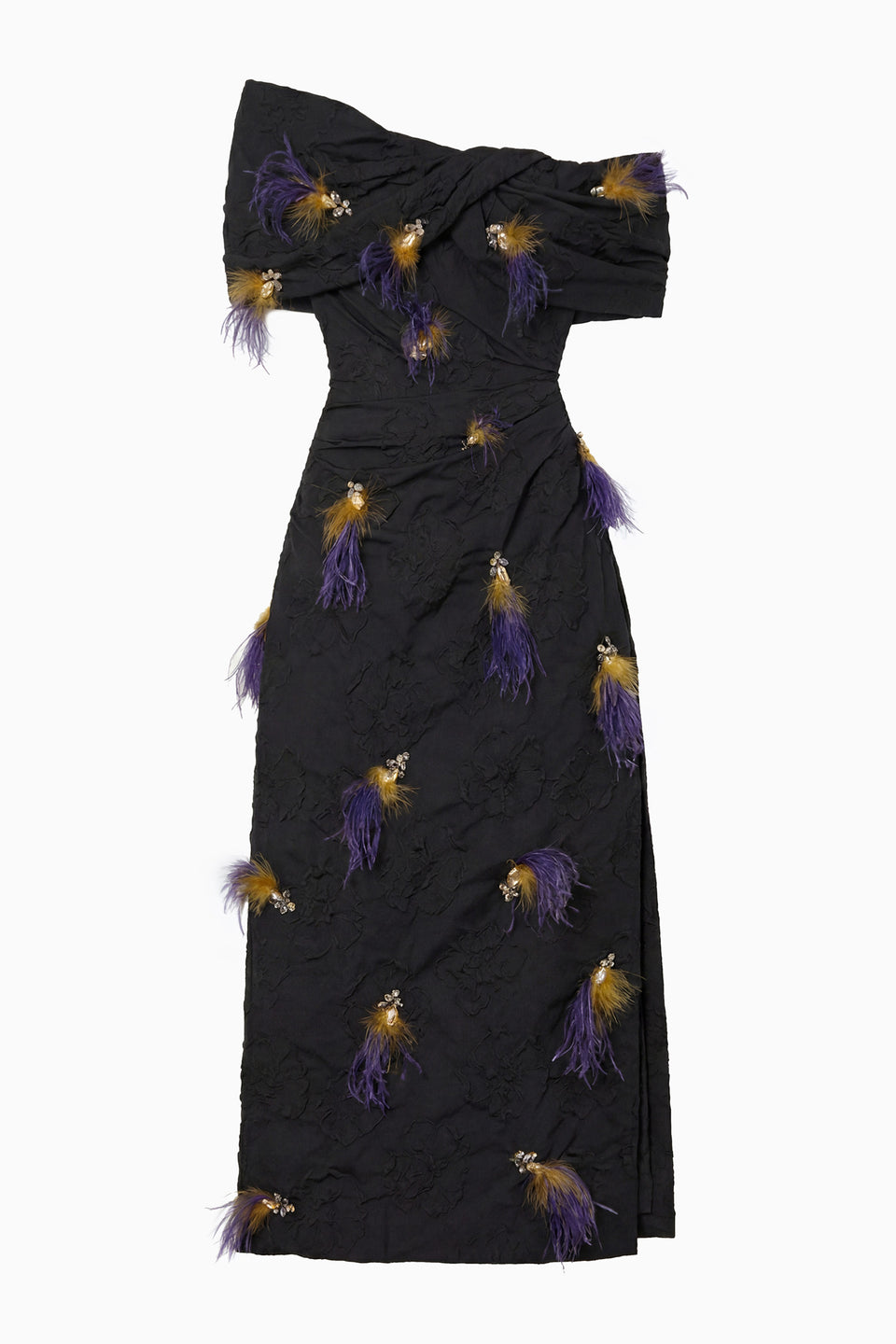 Violeta Off the Shoulder Dress with Embellishment - Noir