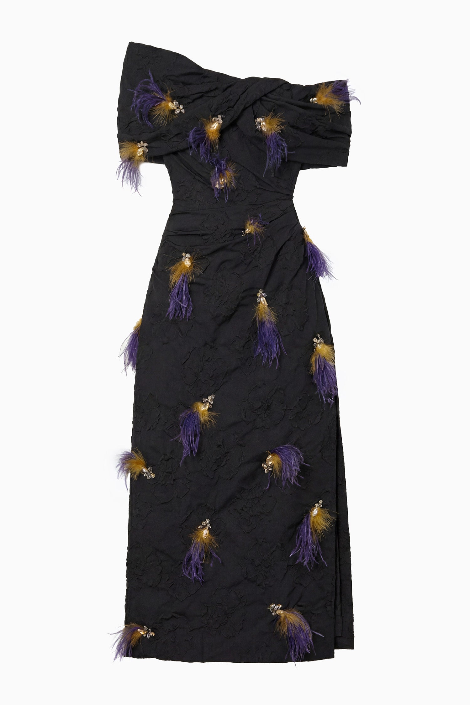 Ulla Johnson Violeta Off the Shoulder Dress with Embellishment - Noir
