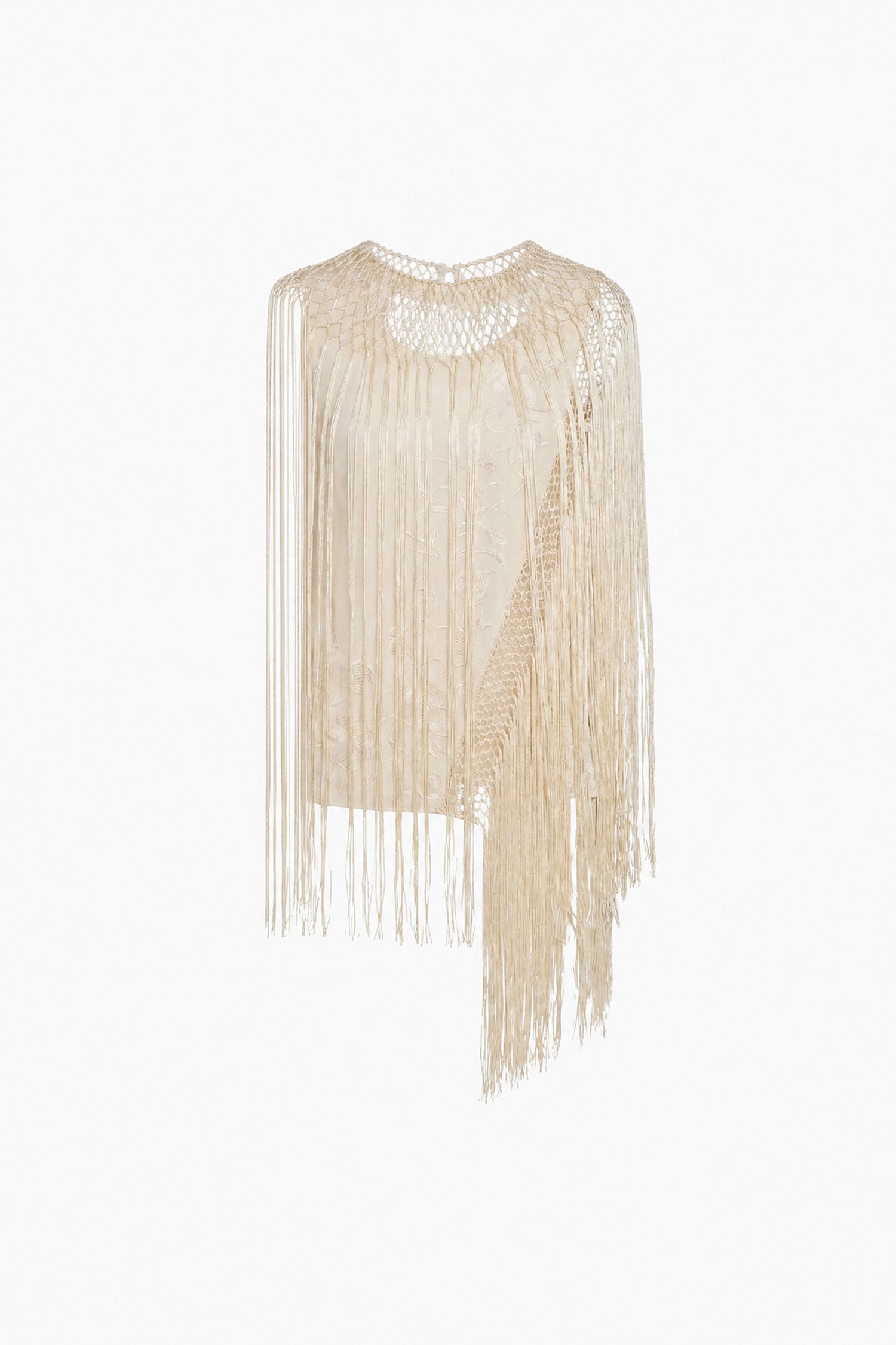 Willa Silk Fringe Top - Creme