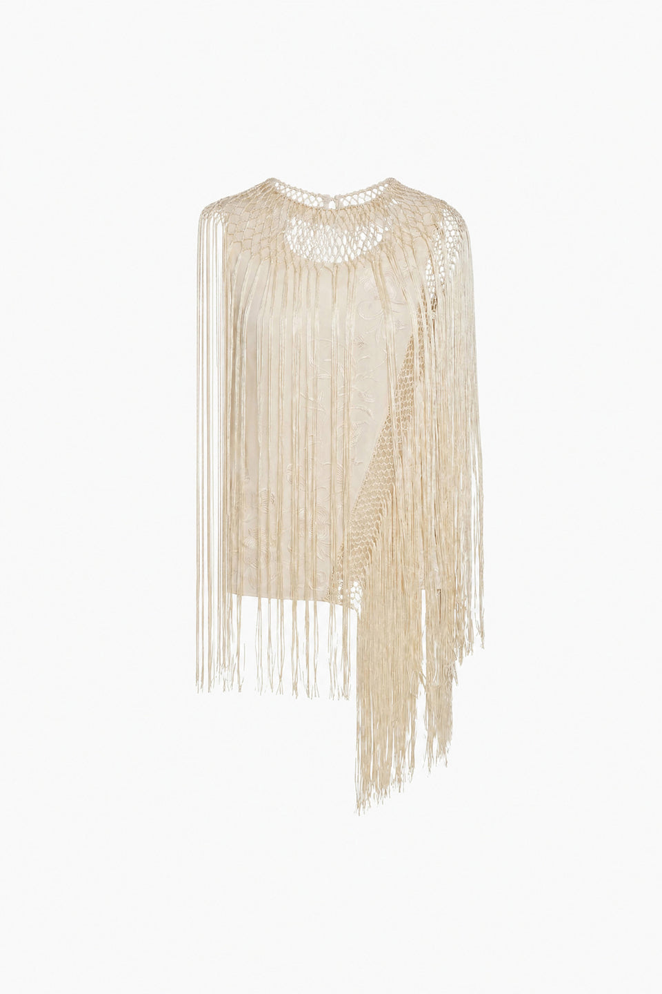 Willa Silk Fringe Top - Creme
