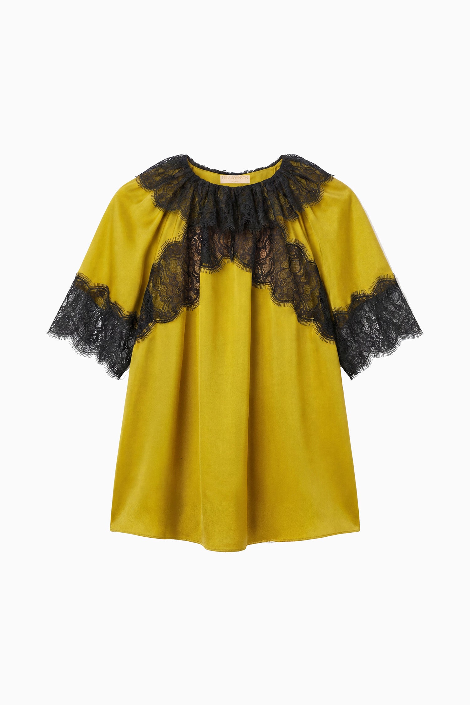 Ulla Johnson Nina Short Sleeve Silk Blouse - Citrine