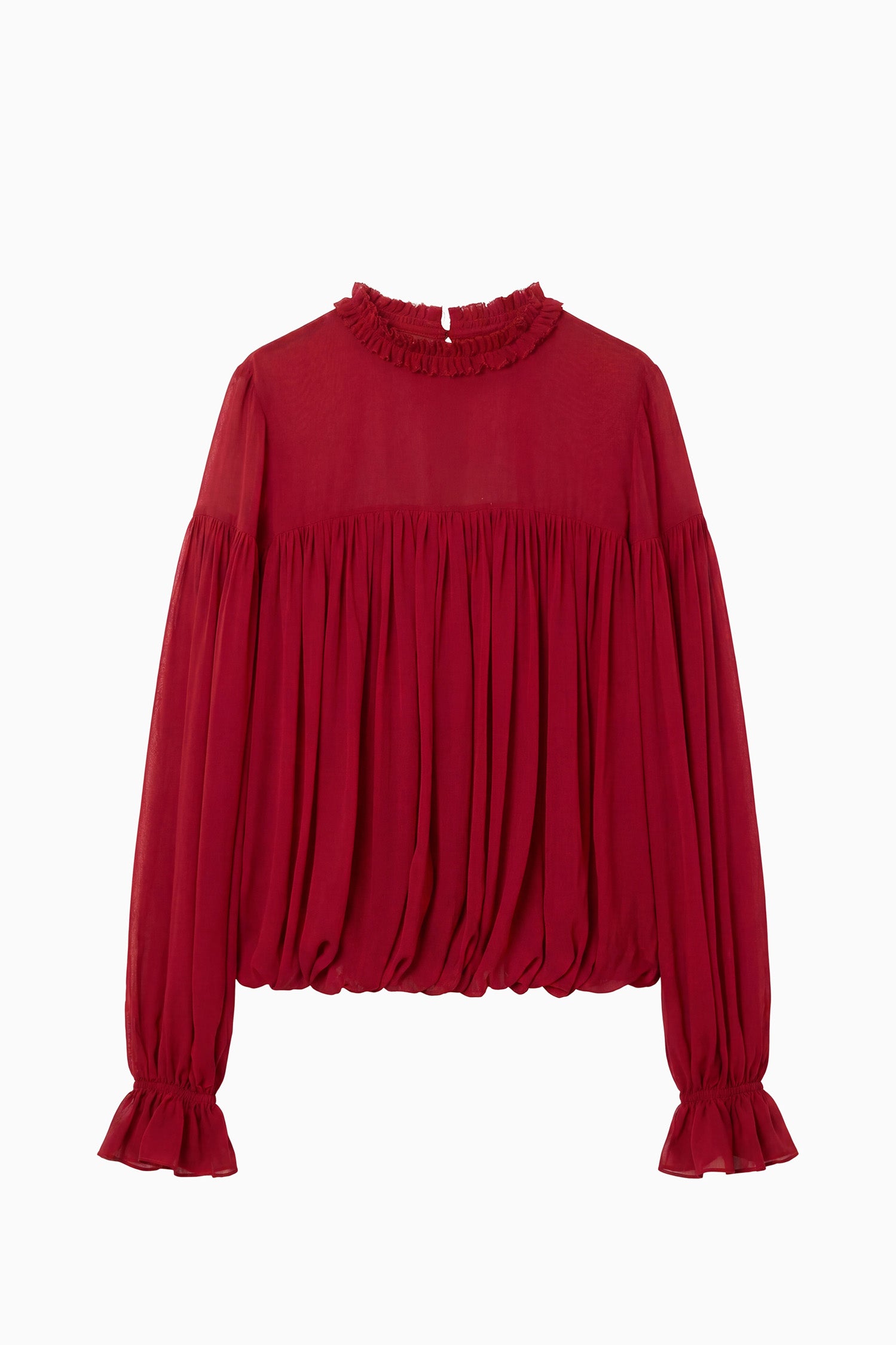 Ulla Johnson Pearl Long Sleeve Silk Blouse - Cerise