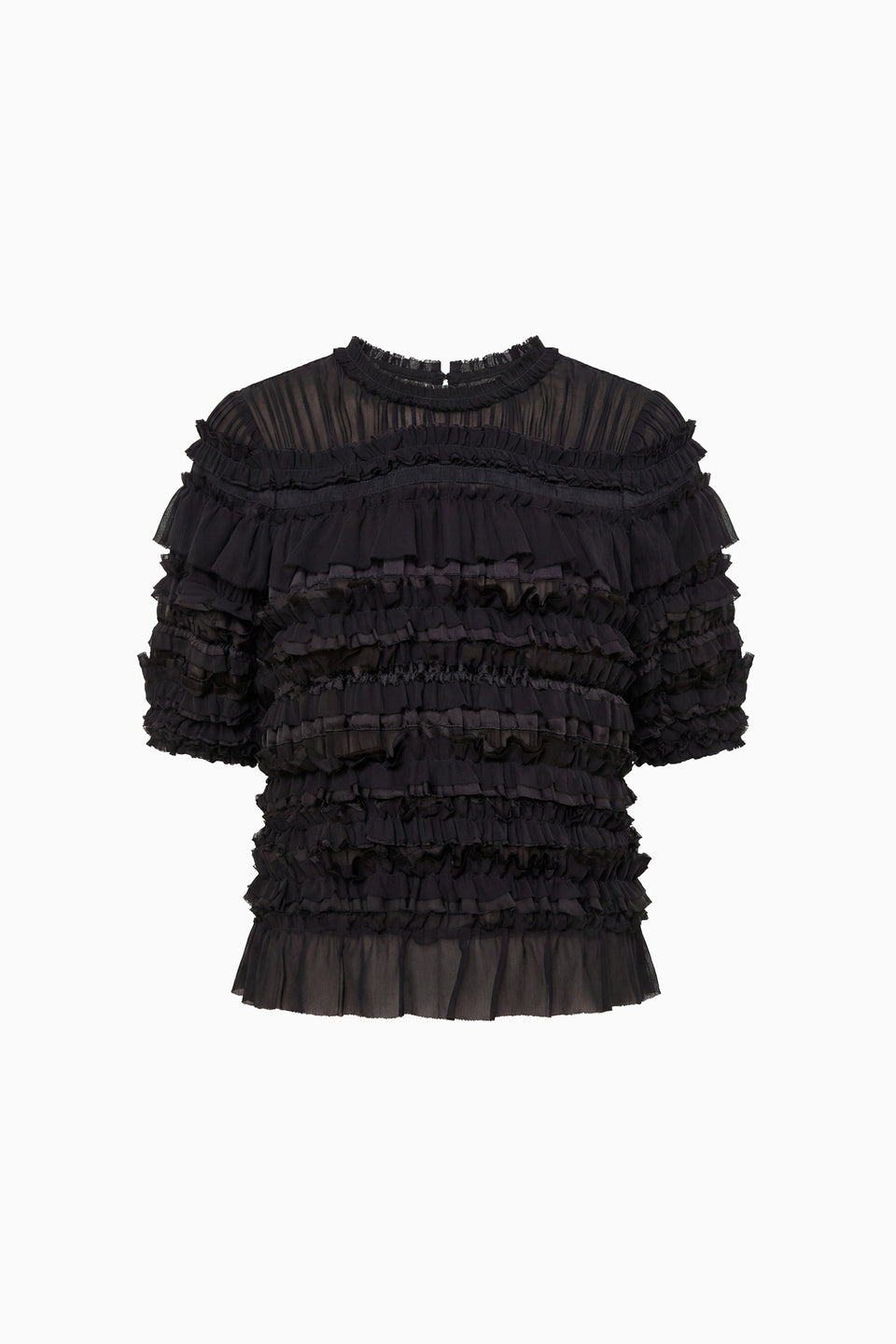 Mabel Short Sleeve Silk Top - Noir