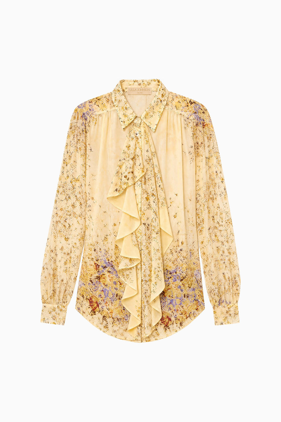 Gesture Long Sleeve Silk Blouse - Forsythia