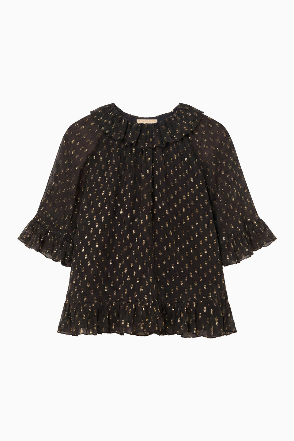 Minna Short Sleeve Silk Blouse - Noir