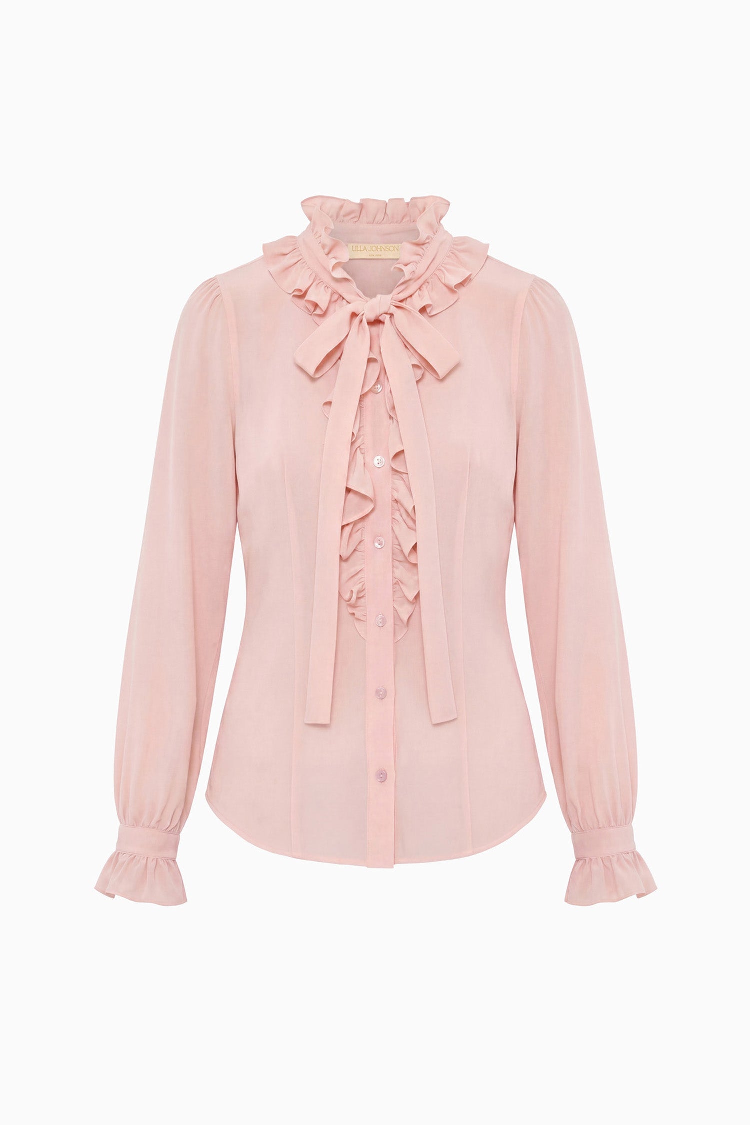 Catroux Long Sleeve Silk Blouse - Powder