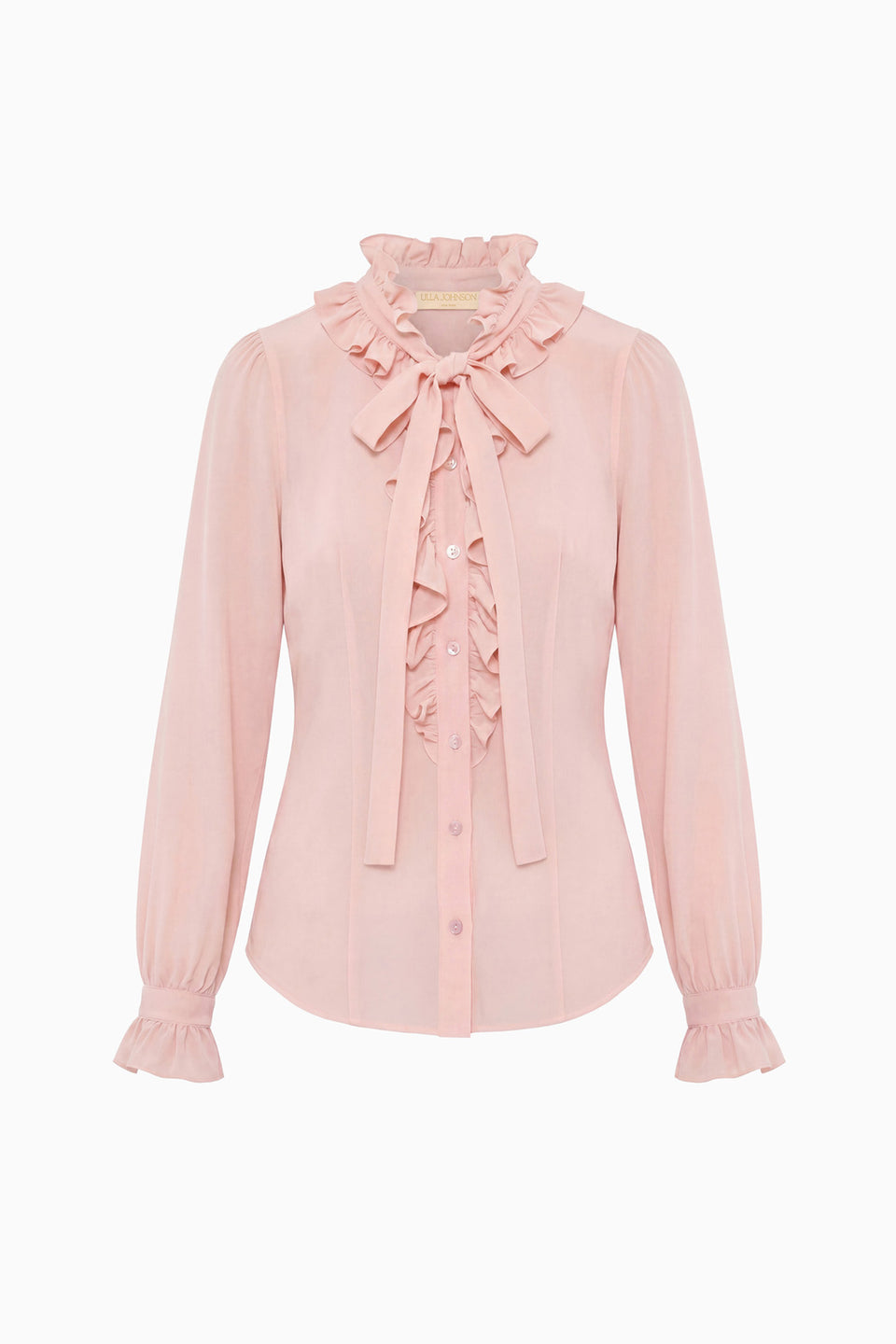 Catroux Long Sleeve Silk Blouse - Powder