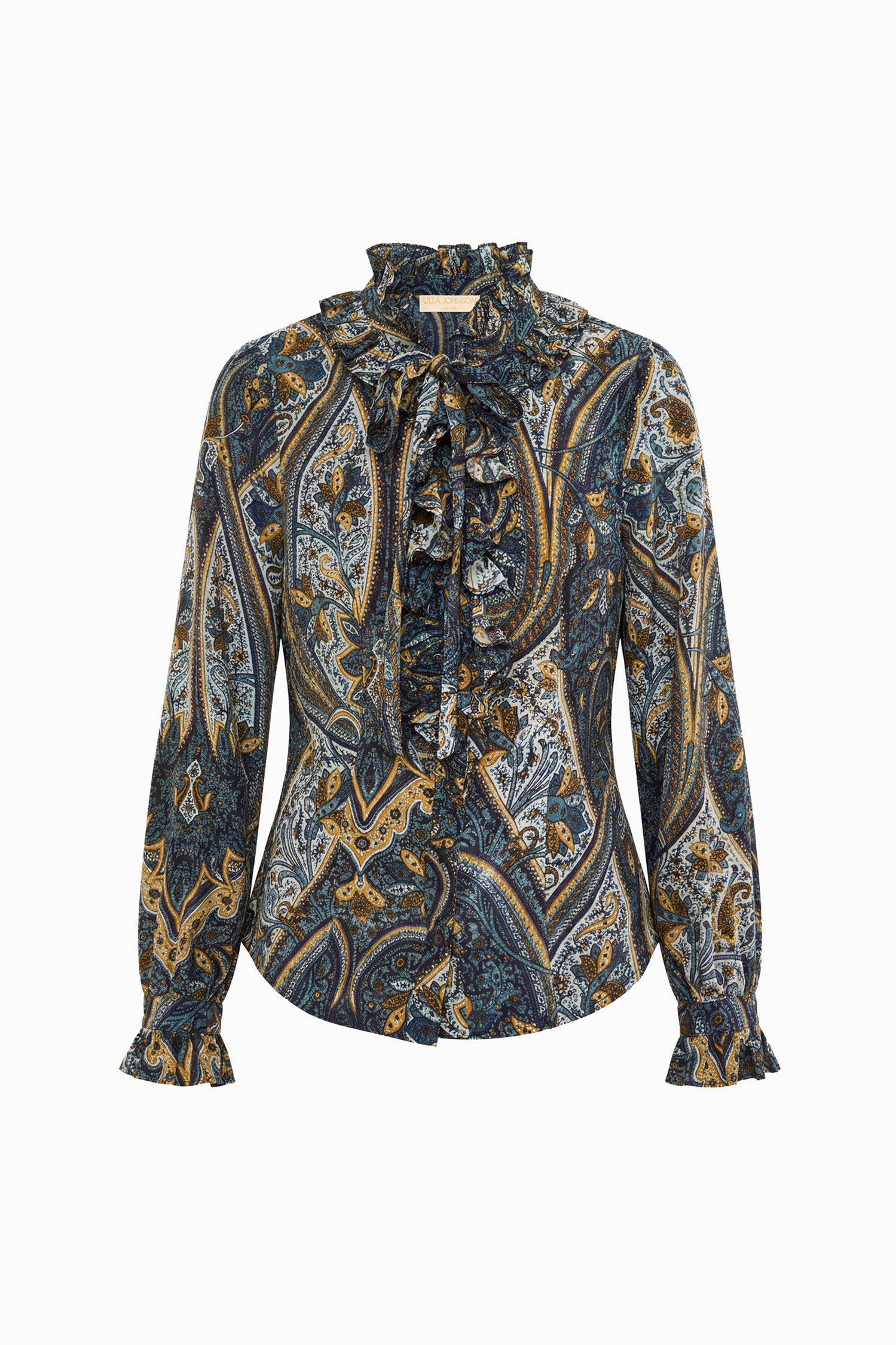 Ulla Johnson Catroux Long Sleeve Silk Blouse - Prussian