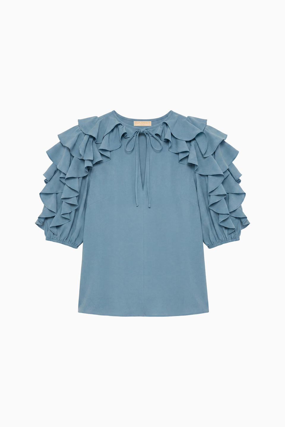 Josephine Short Sleeve Silk Top - Heron