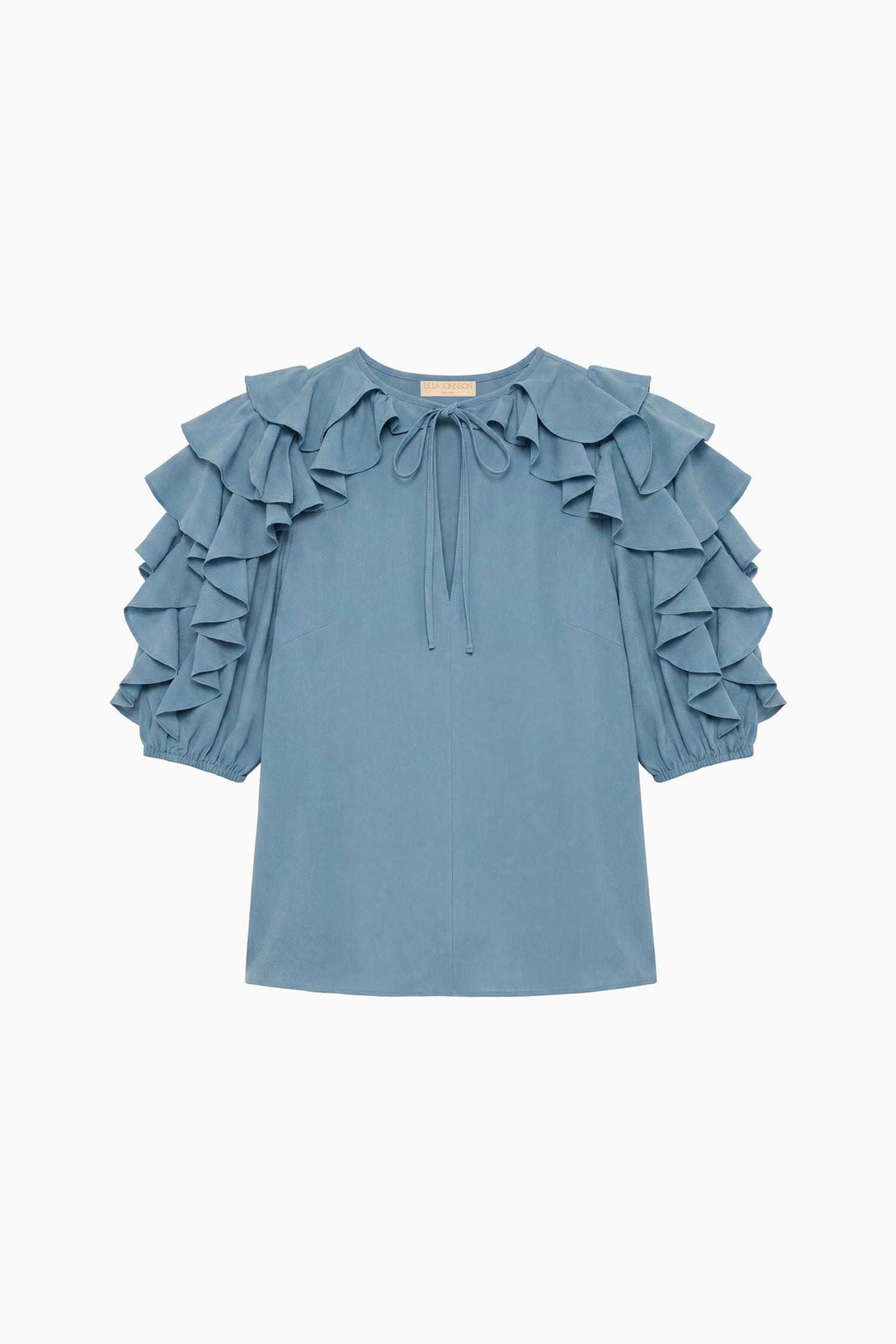 Ulla Johnson Josephine Short Sleeve Silk Top - Heron