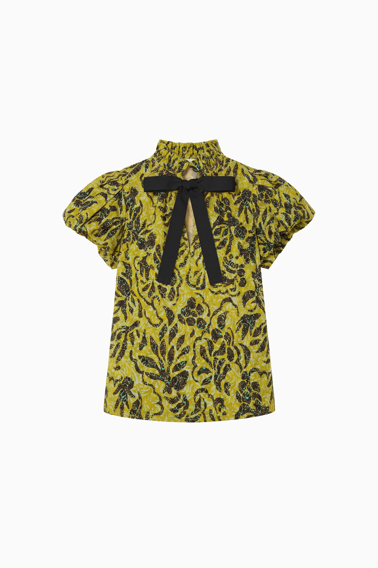 Estela Short Sleeve Cotton Top - Chartreuse
