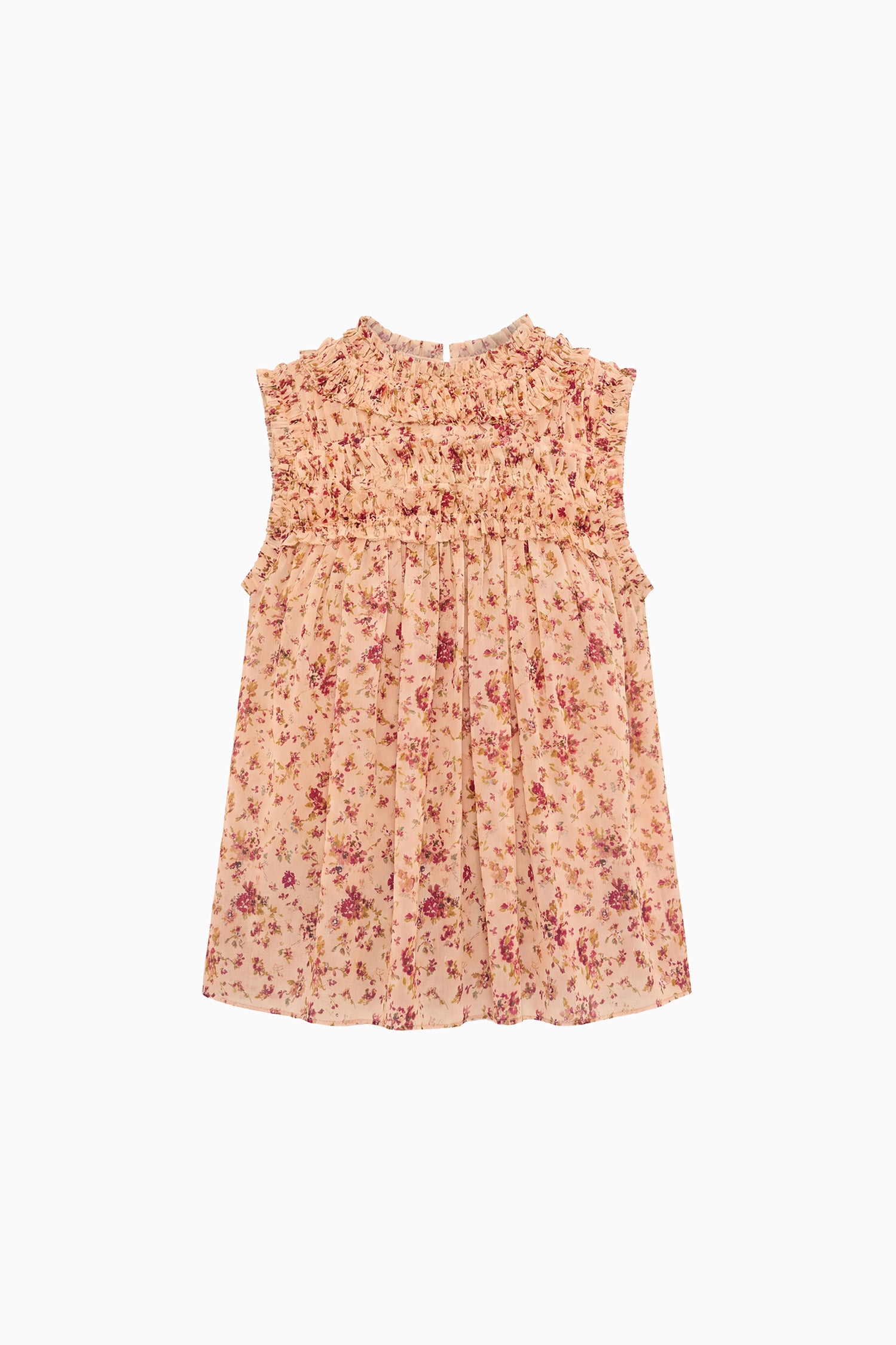 Effie Sleeveless Silk Top - Blush Mille Fleur