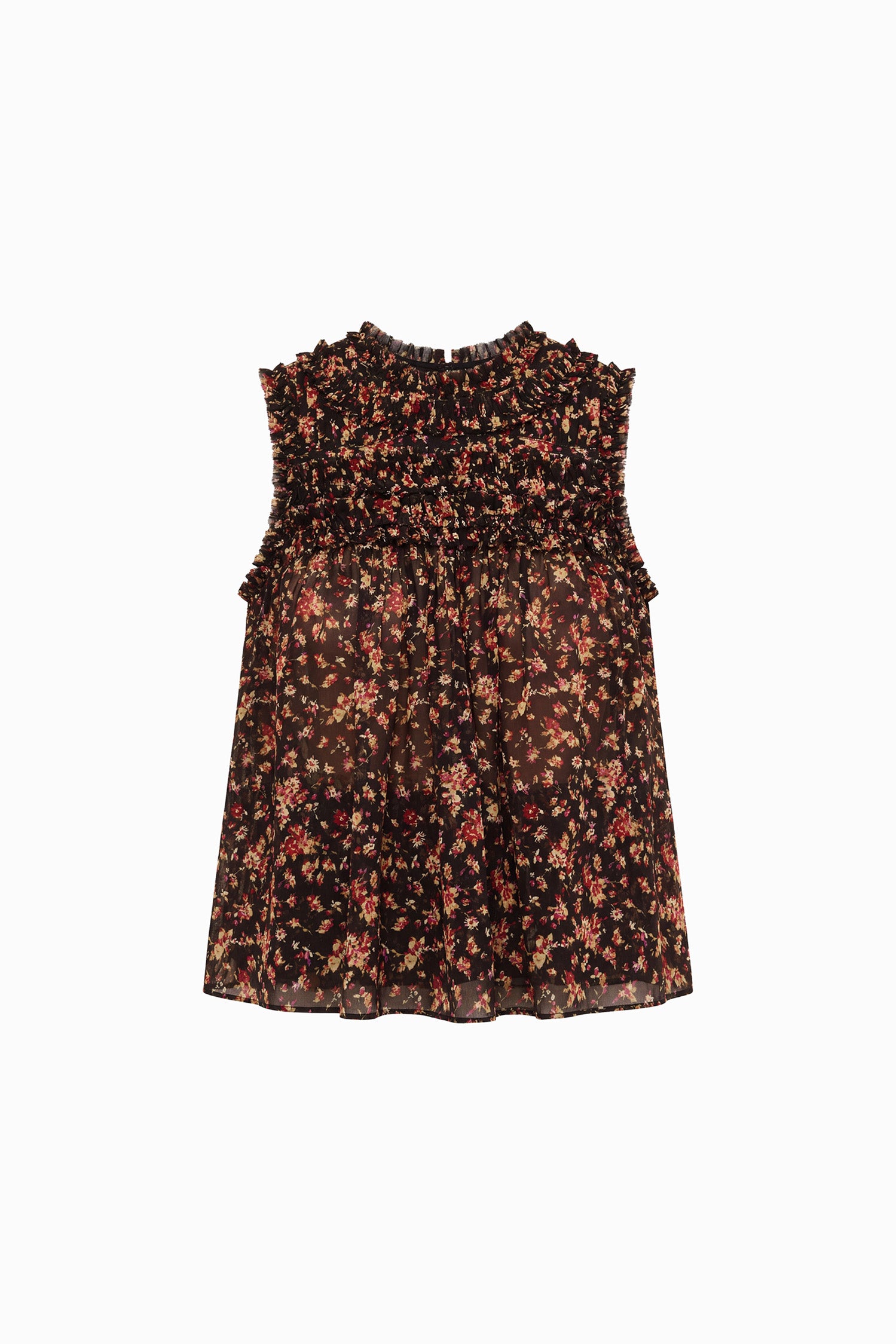 Effie Sleeveless Silk Top - Noir Mille Fleur