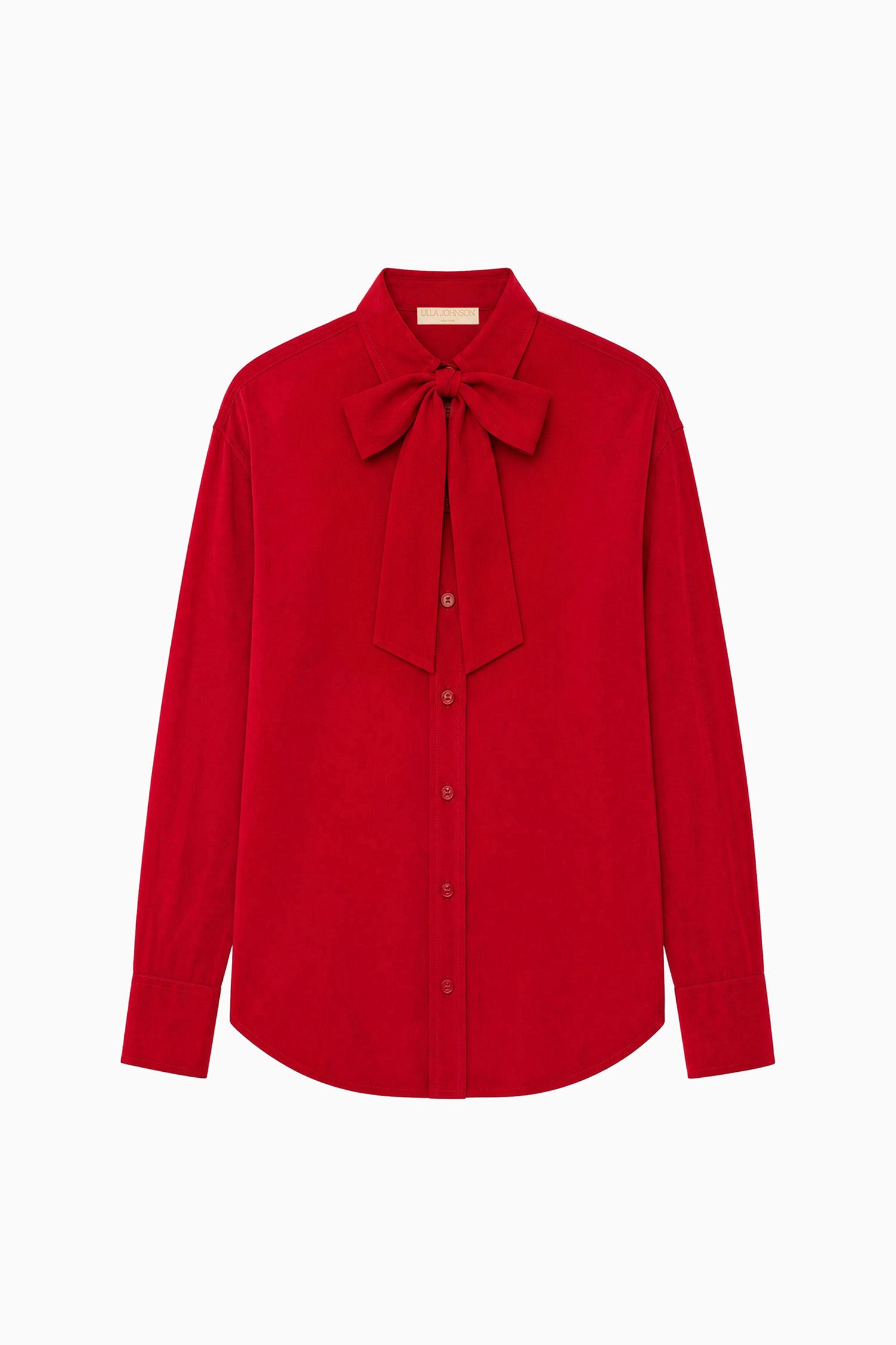 Ulla Johnson Lise Long Sleeve Silk Blouse - Cerise