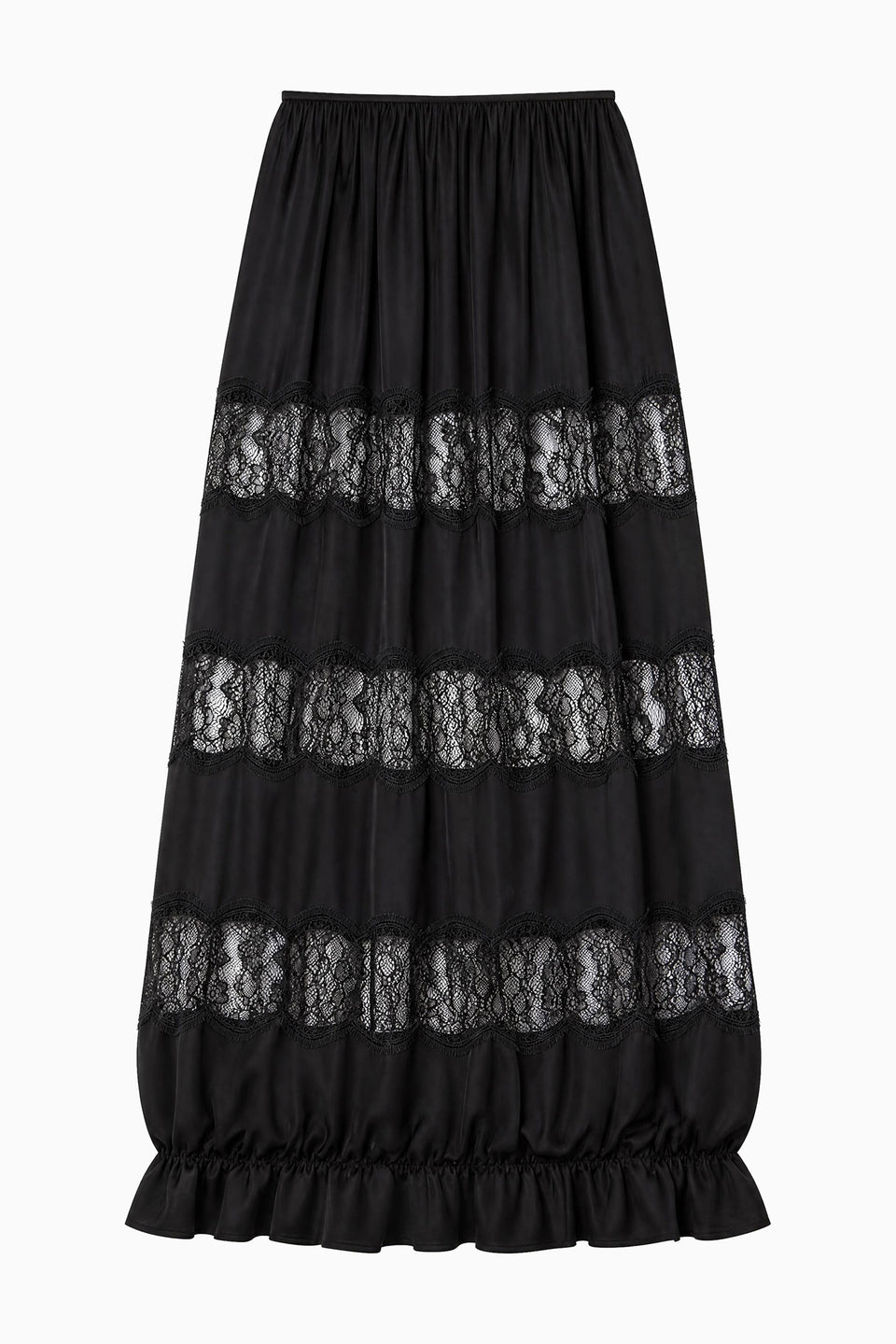 Chantal Silk Midi Skirt - Noir
