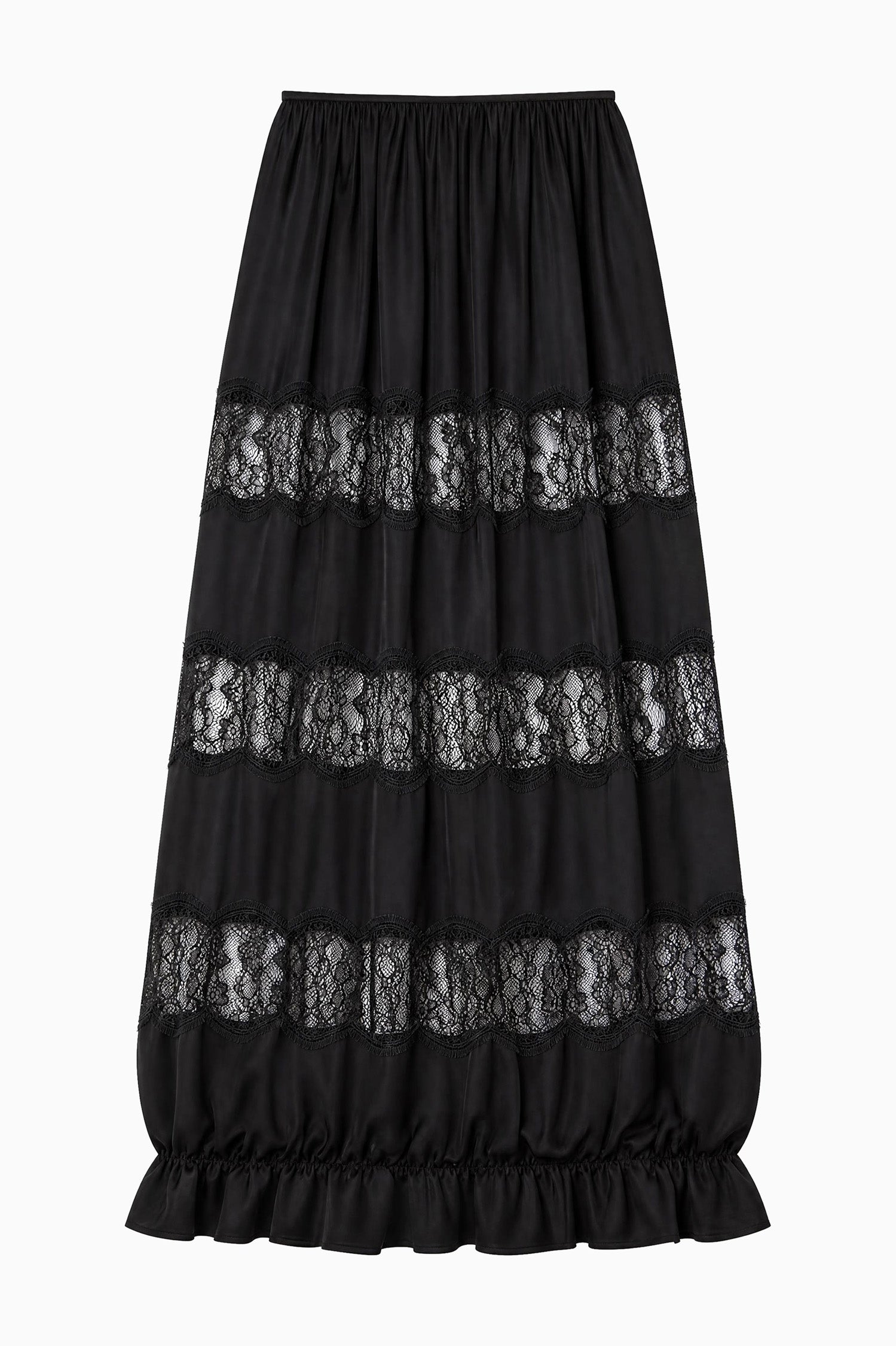 Ulla Johnson Chantal Silk Midi Skirt - Noir