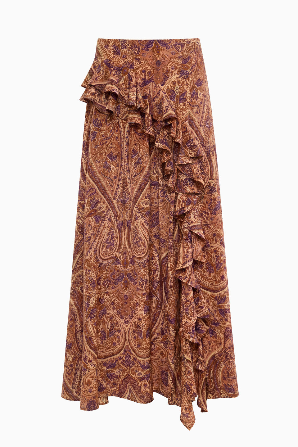 Riele Cascading Ruffle Silk Skirt - Rosette