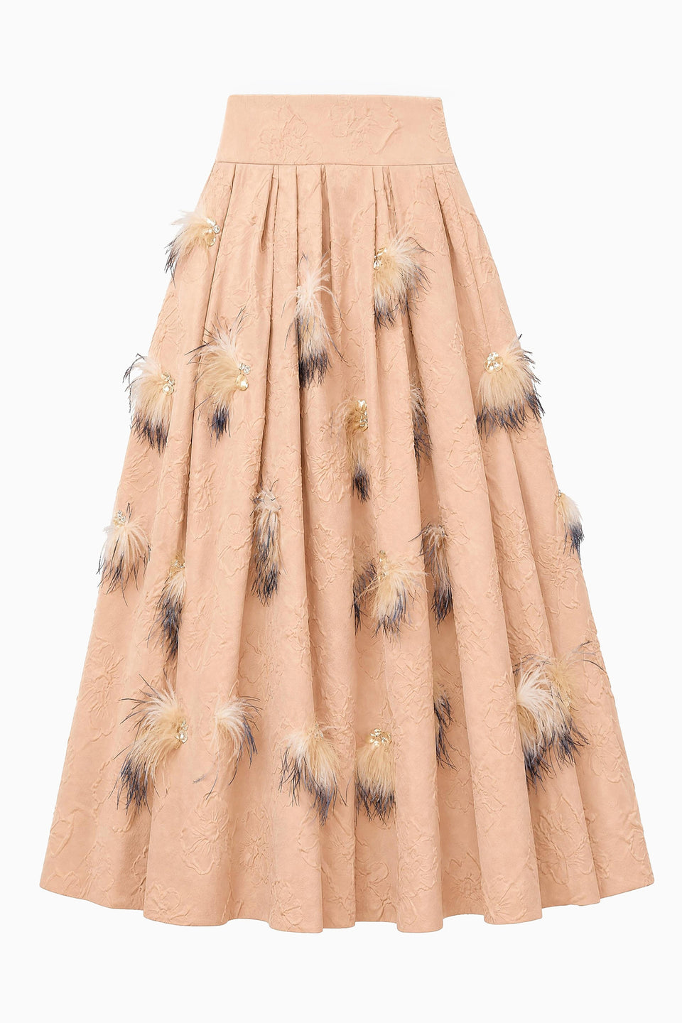 Angelique Cloque Skirt with Embellishment - Almond