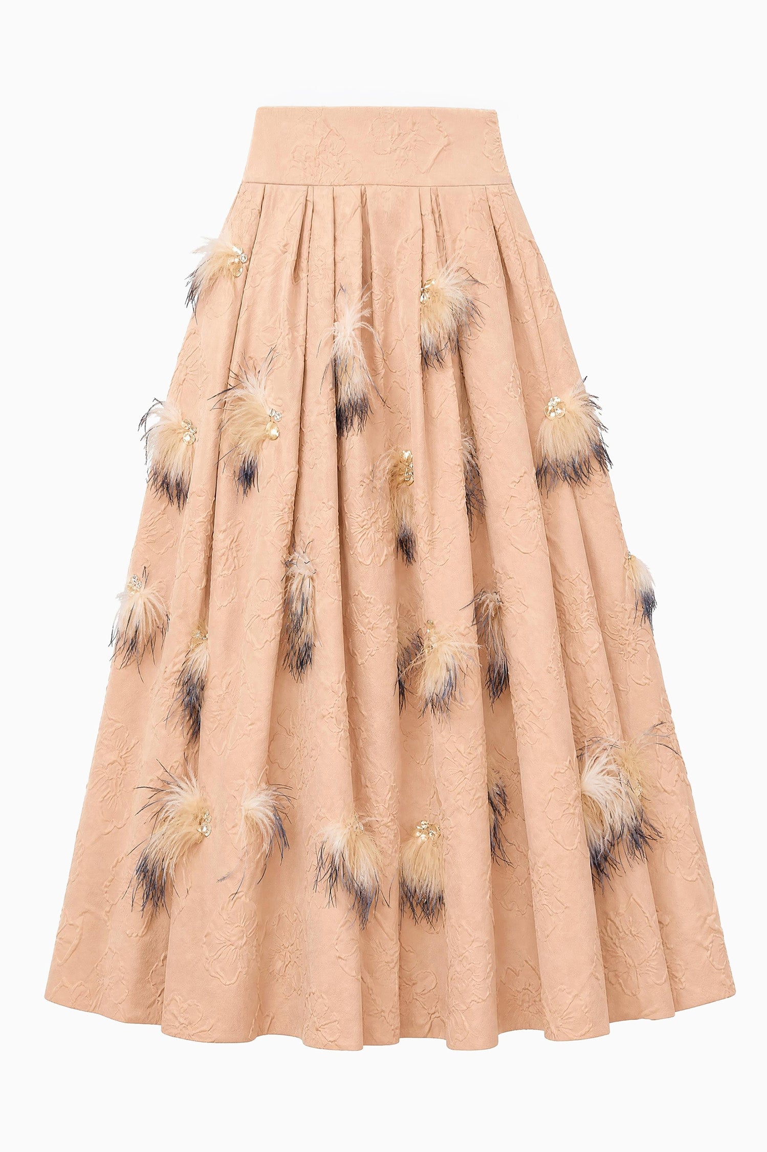 Ulla Johnson Angelique Cloque Skirt with Embellishment - Almond