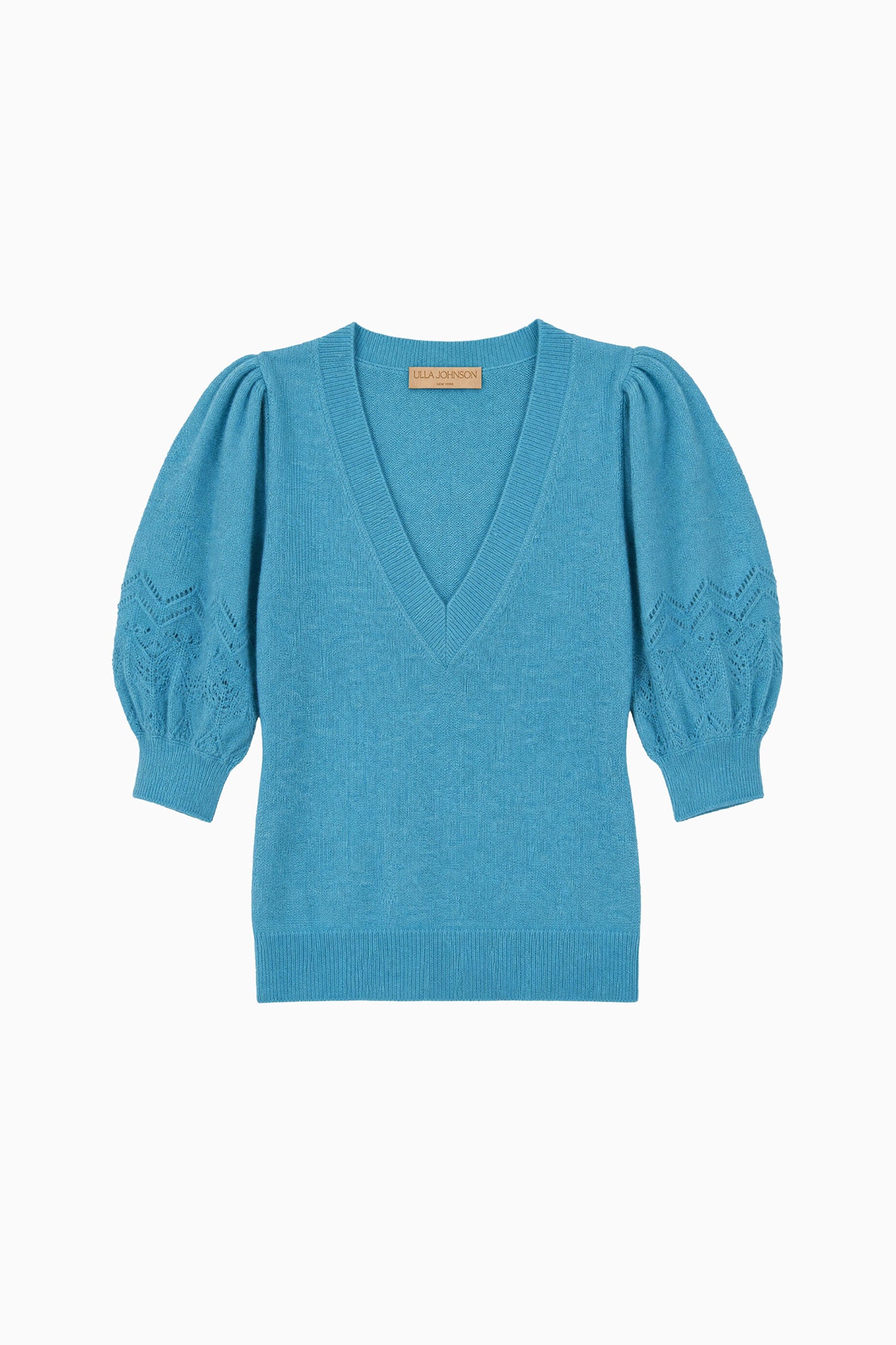 Reina Puff Cashmere Top - Cerulean
