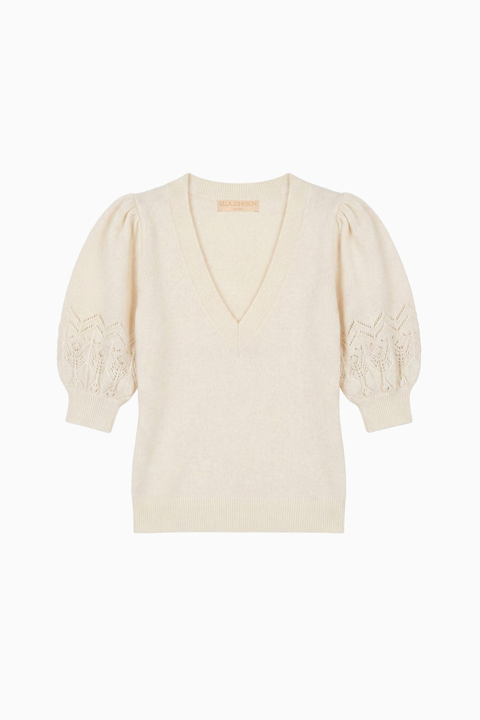 Reina Puff Cashmere Top - Pearl