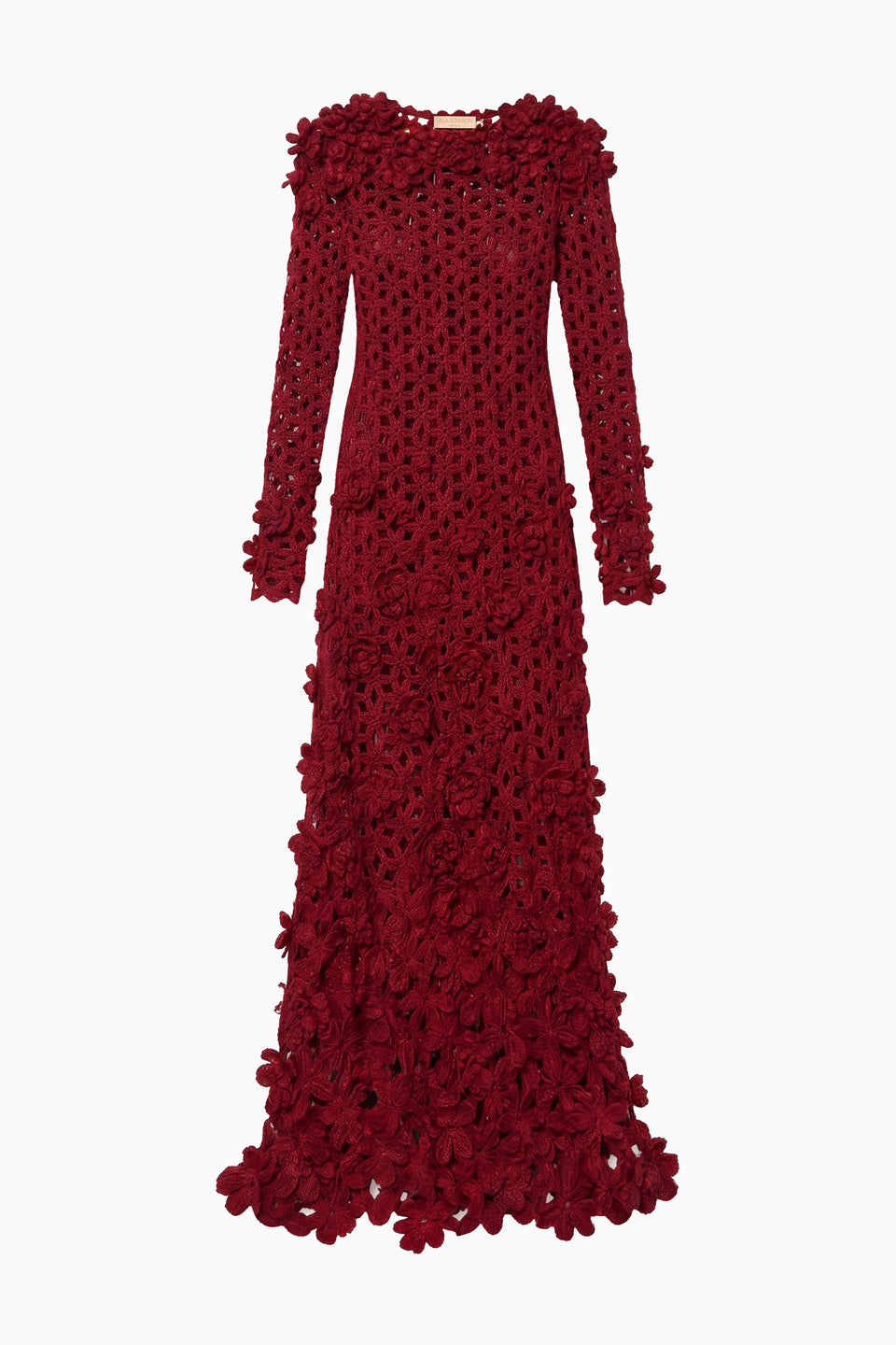 Astrid Crochet Dress with Embroidered Flowers - Cerise