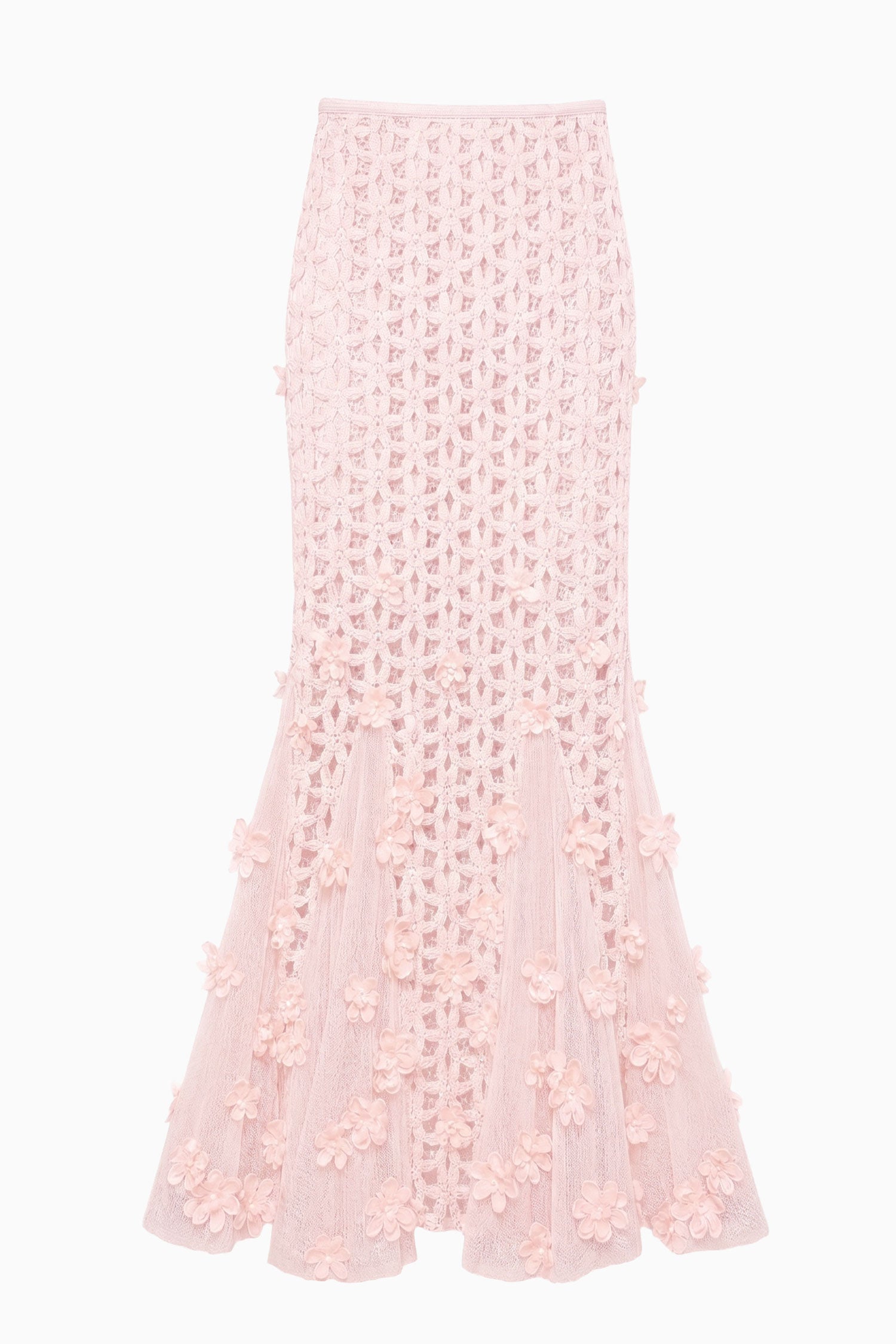 Erinne Skirt with Embroidered Flowers - Powder